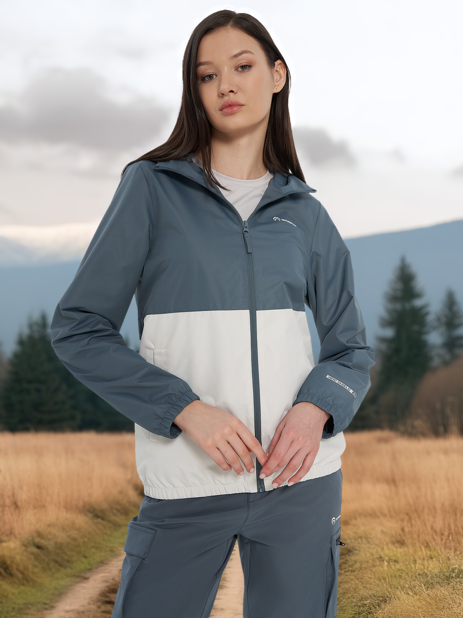 Изображение товара Ветровка женская Outventure Ruskeala в синим и сером цвете