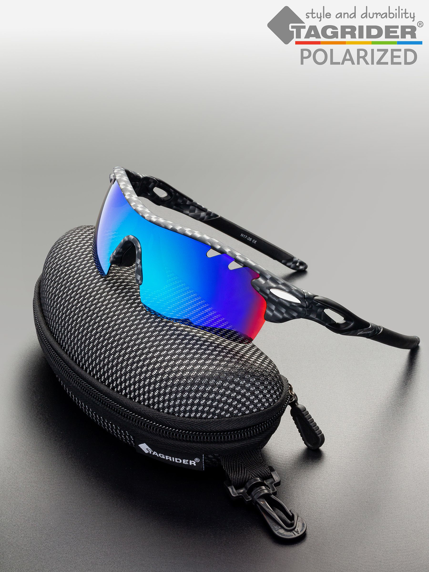 Изображение товара Очки поляризационные, солнцезащитные, антибликовые Tagrider в чехле N17-26 Blue Mirror, Синий