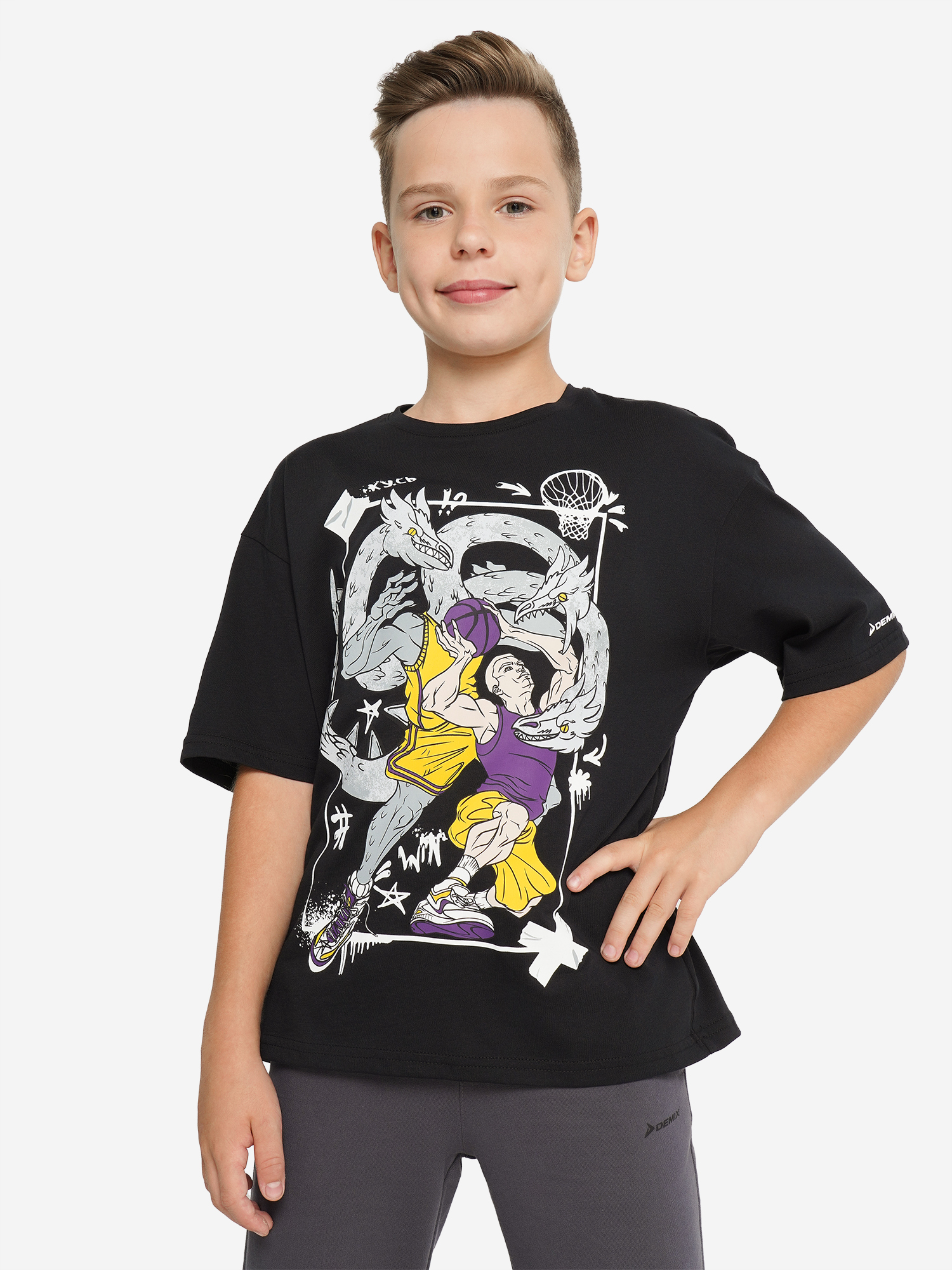 Футболка для мальчиков оверсайз Demix, черный, арт. 25642