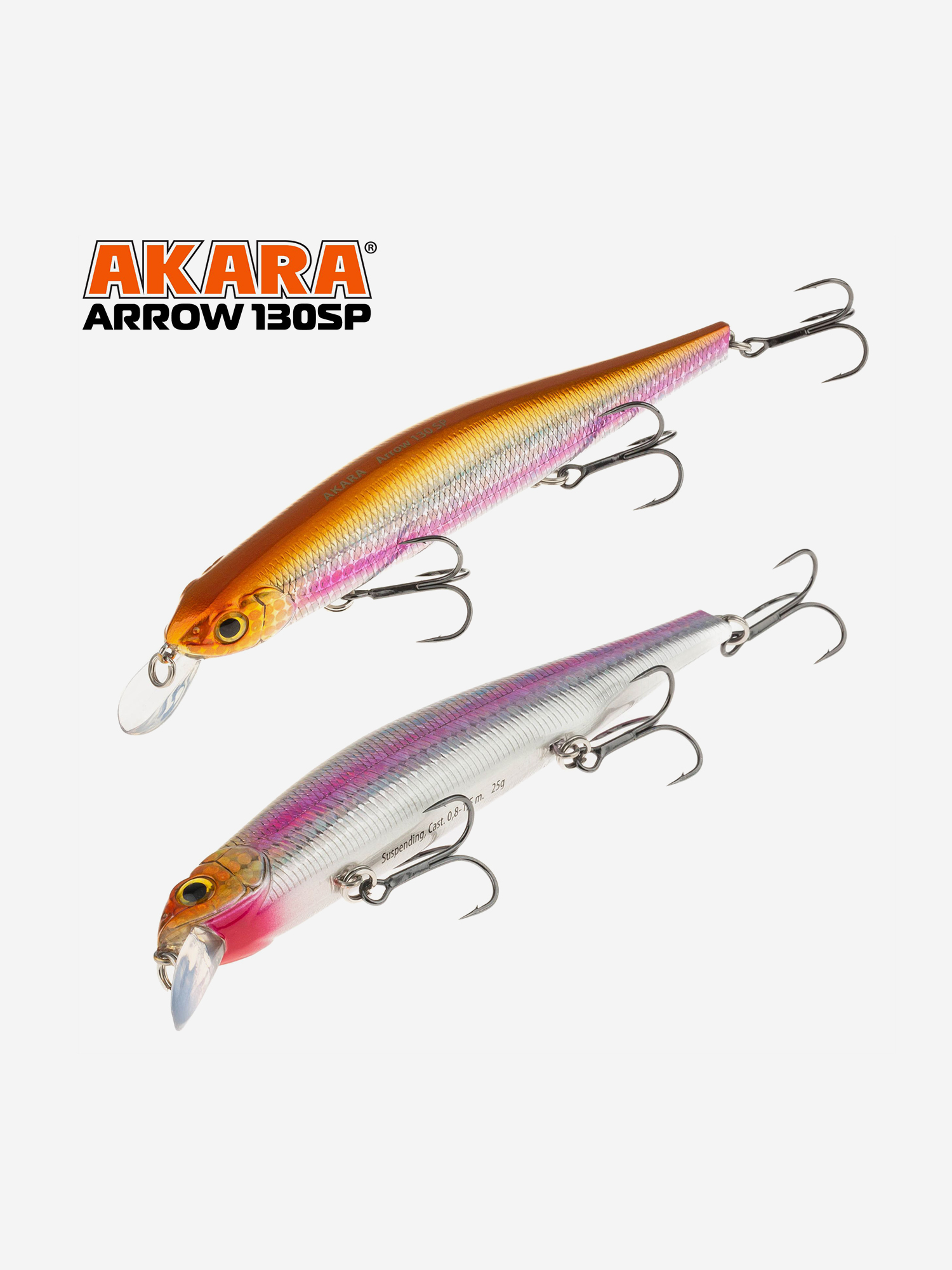 Изображение товара Воблер Akara Arrow 130SP минноу суспендер на щуку, судака 25гр A211