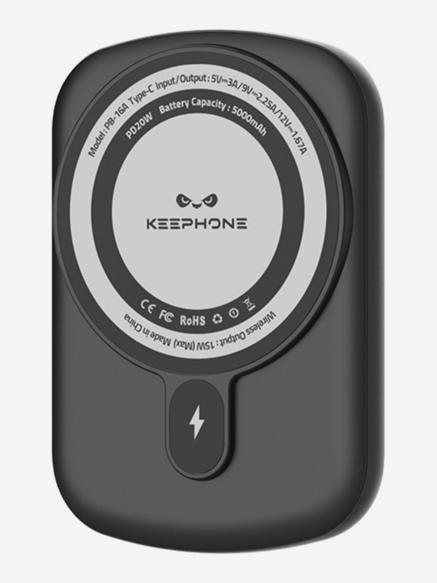 

Ультратонкий беспроводной блок питания KEEPHONE Ultra Slim / Быстрая зарядка аккумулятора 5000 мАч Повербанк — Чёрный, Черный