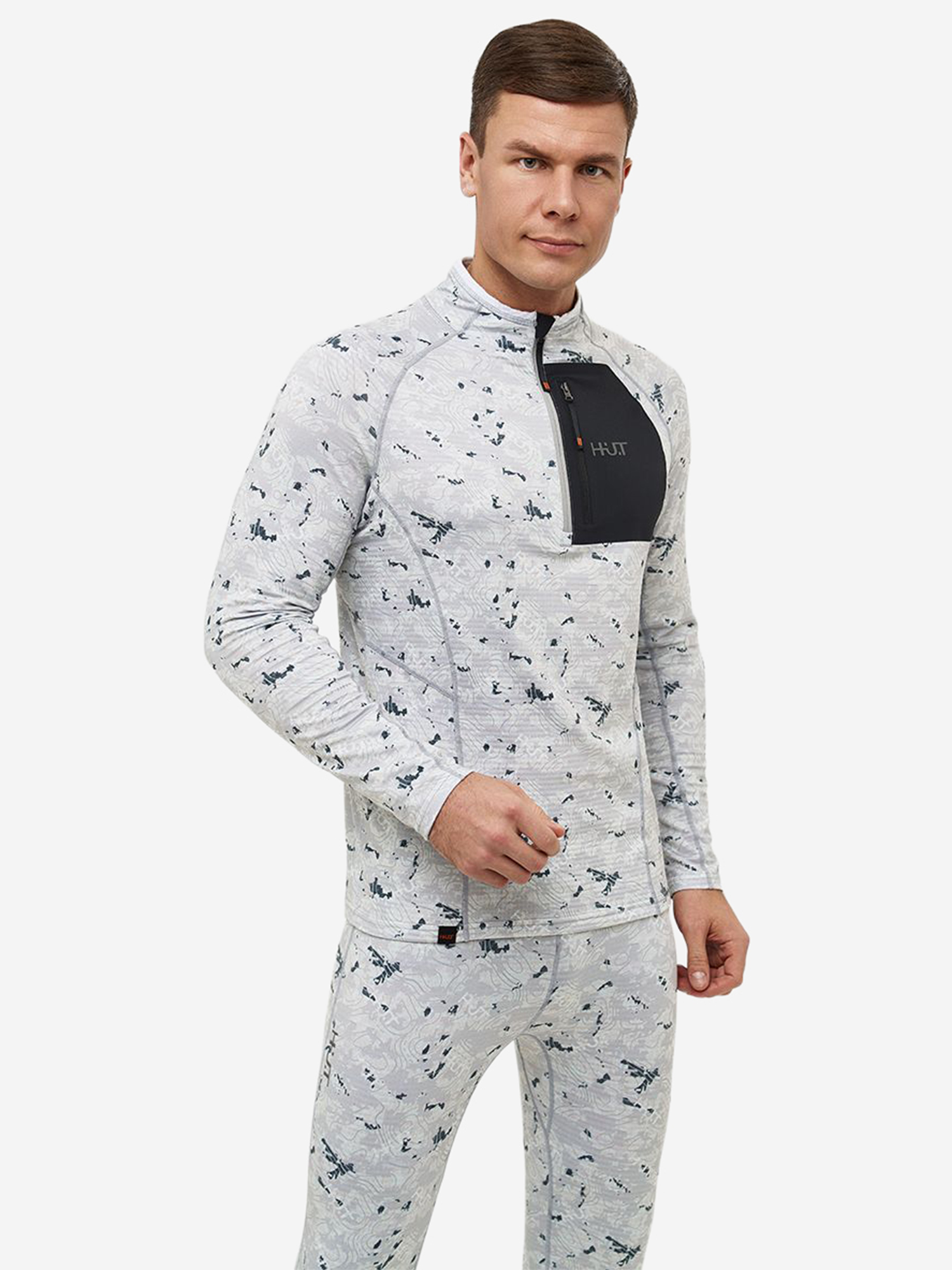 Изображение товара Термобелье лонгслив для охоты и рыбалки мужской H.U.T. YUGAN, Камуфляж зимний