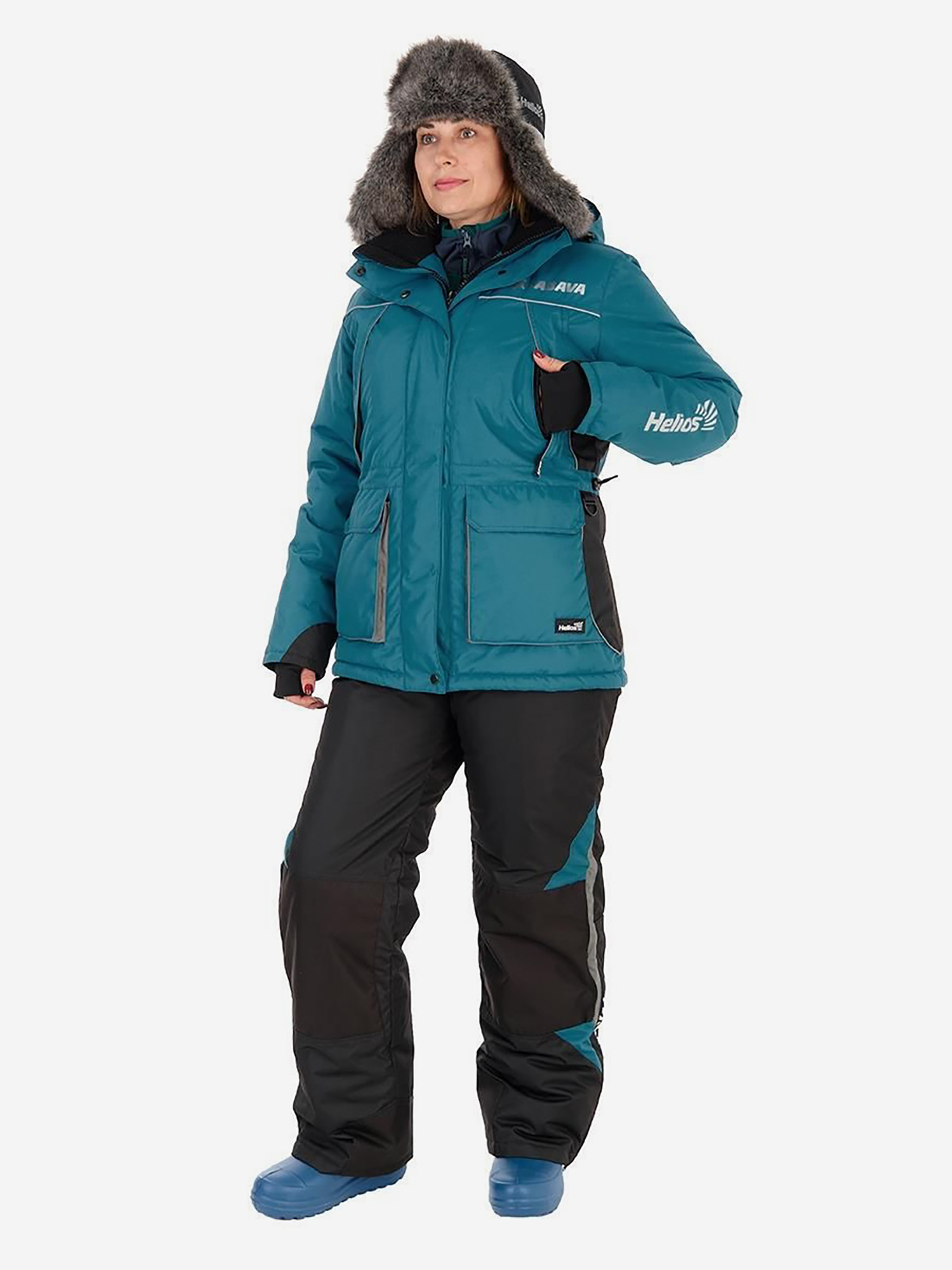 Изображение товара Костюм зимний Helios ZABAVA (куртка+полукомбинезон) для рыбалки и охоты, Синий/черный