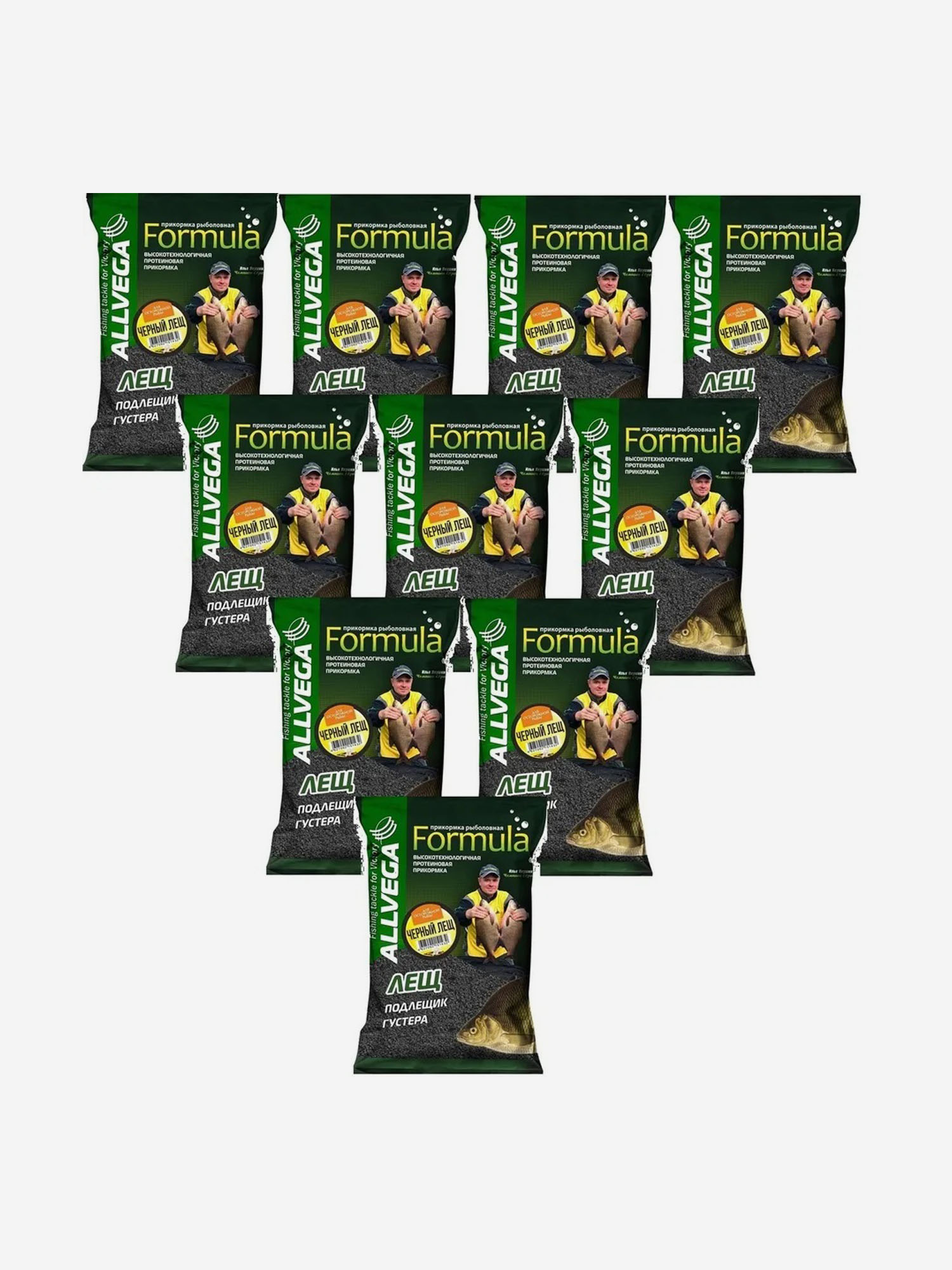 

Прикормка натуральная ALLVEGA "Formula Black Bream" (ЧЕРНЫЙ ЛЕЩ) 10 пакетов по 0,9кг., Черный