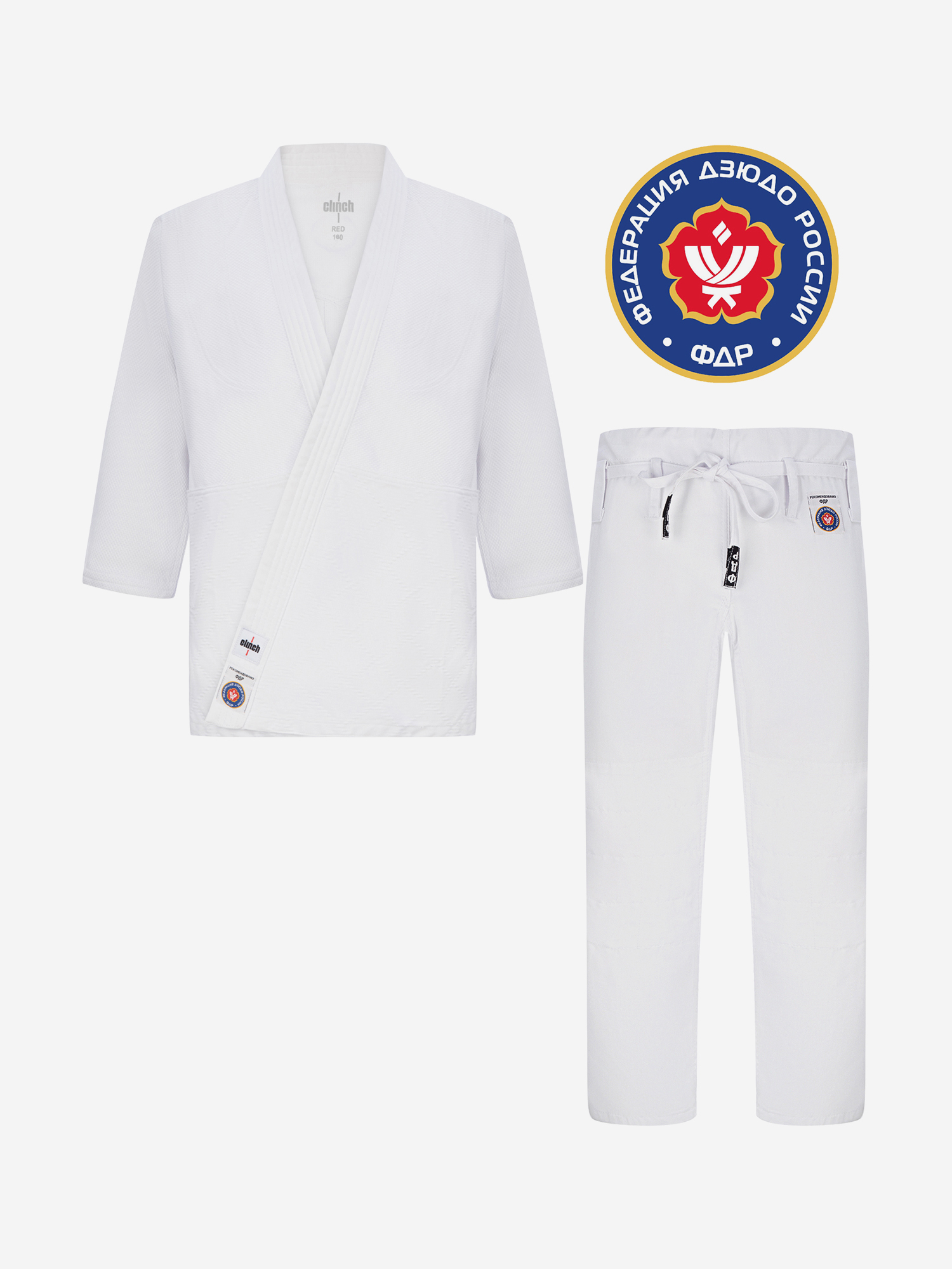 

Кимоно для дзюдо Clinch Judo Red FDR белое, Белый