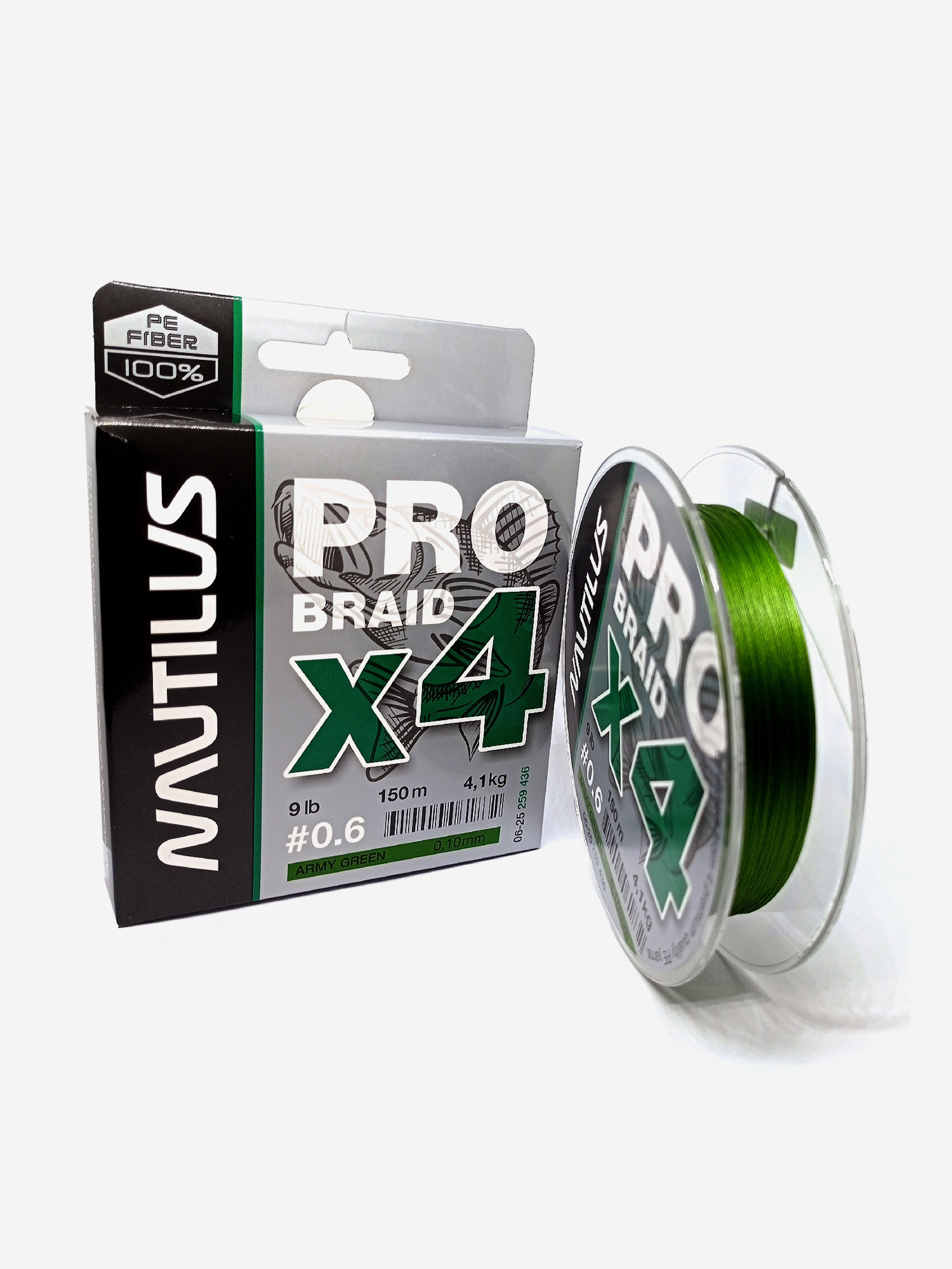 

Шнур Nautilus Pro Braid X4 Army Green d-0.10 4.1кг 9lb 150м, Зеленый