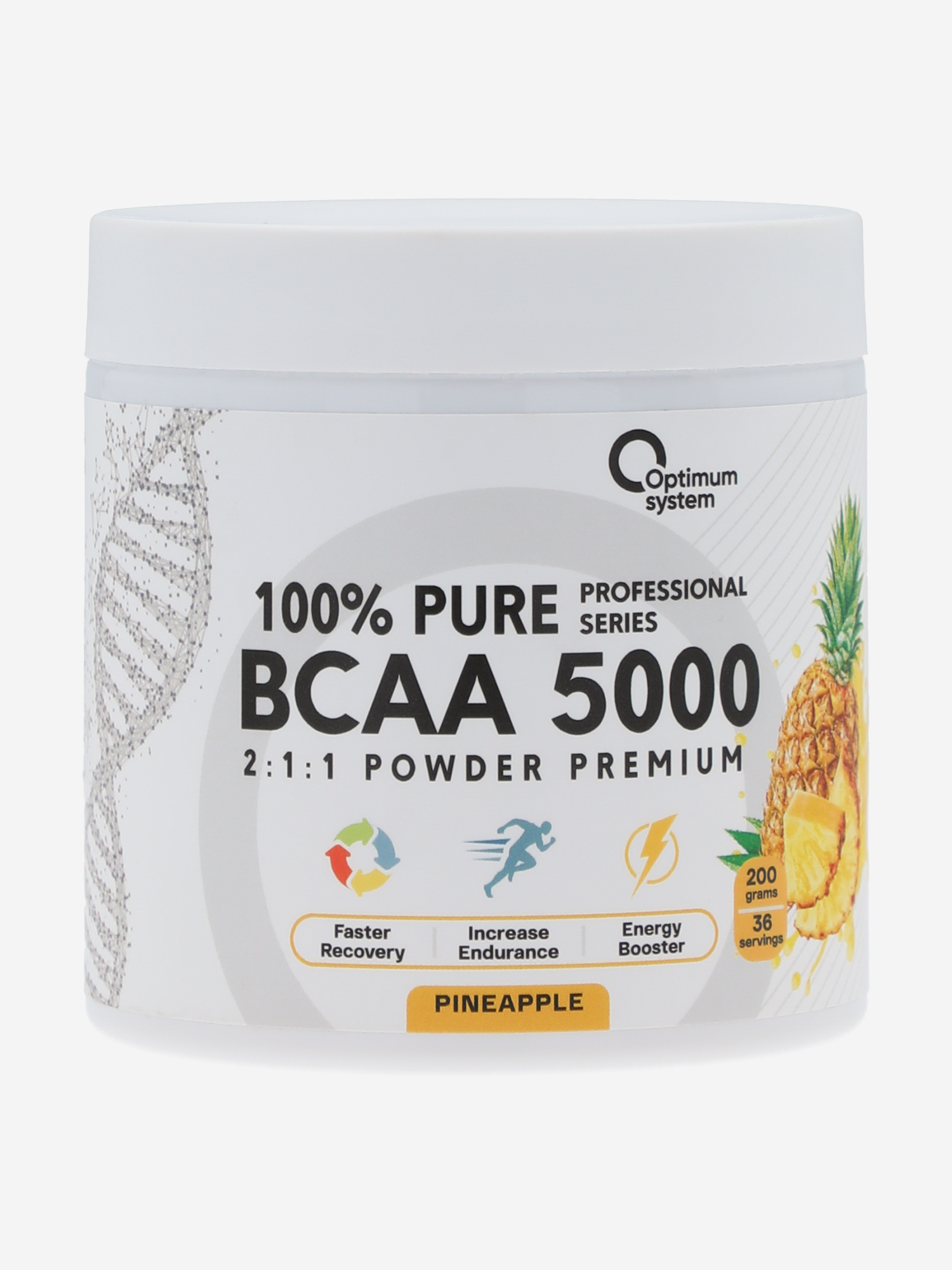 

Аминокислоты Optimum System BCAA 2:1:1 "Ананас", Белый
