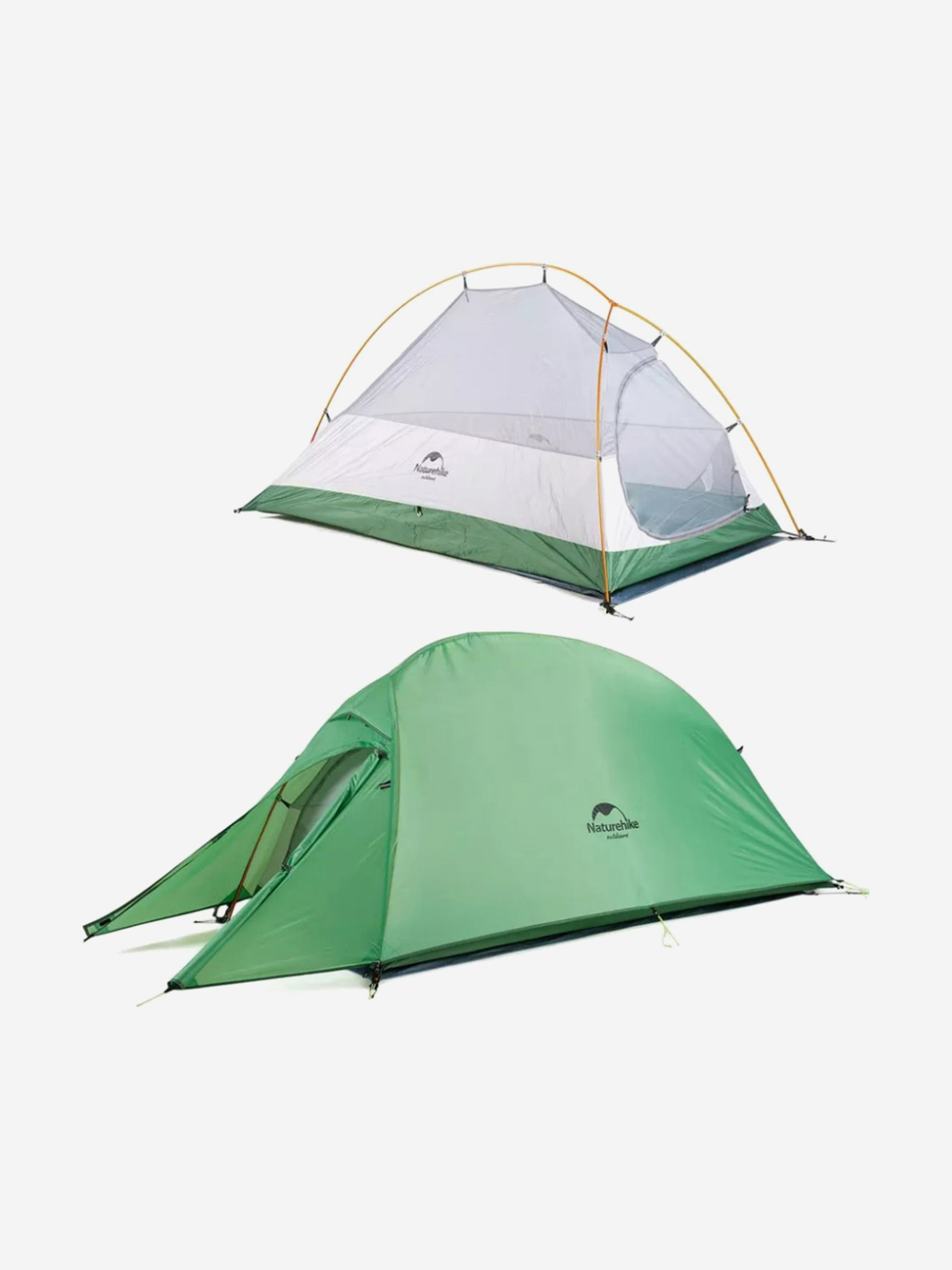 Палатка Naturehike Cloud Up 1-местная, алюминиевый каркас, сверхлегкая, зеленый, Зеленый мешок спальный naturehike xs1000 220х85 см правый тк 10c зелёный зеленый