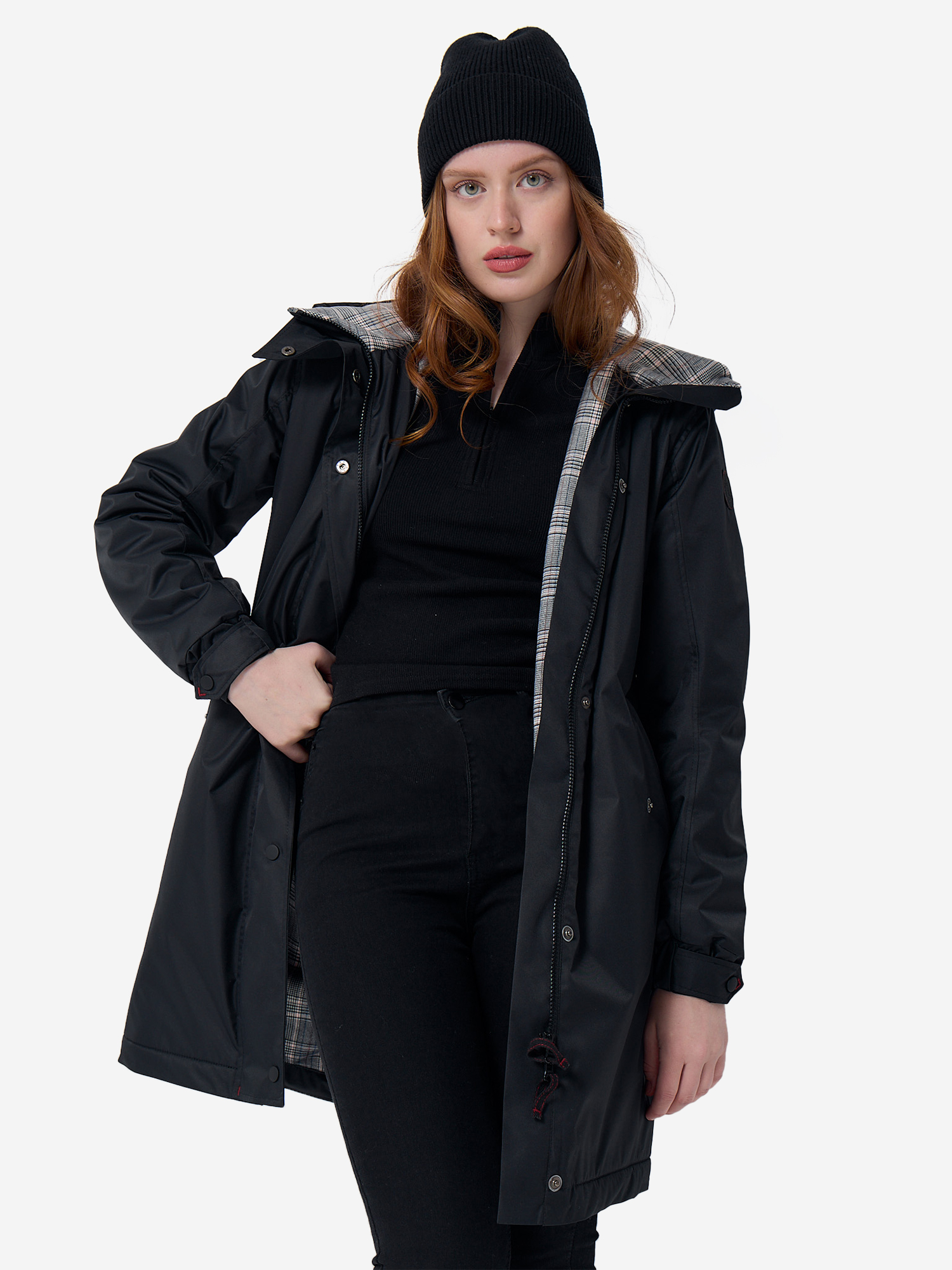 Куртка женская демисезонная удлиненная с капюшоном Pater'c Legion, Черный