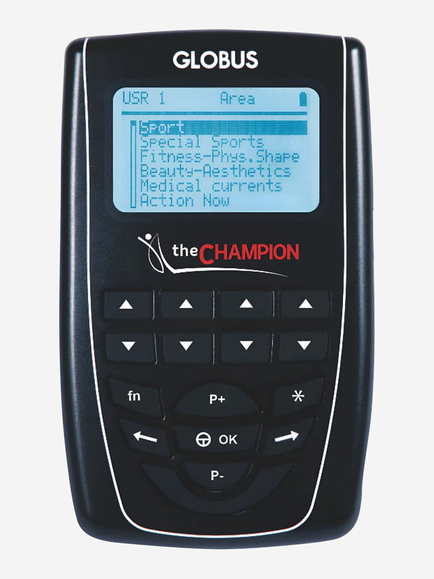 Миостимулятор GLOBUS The Champion, электрический массажер для мышц тела, пресса, 441 программа, Черный