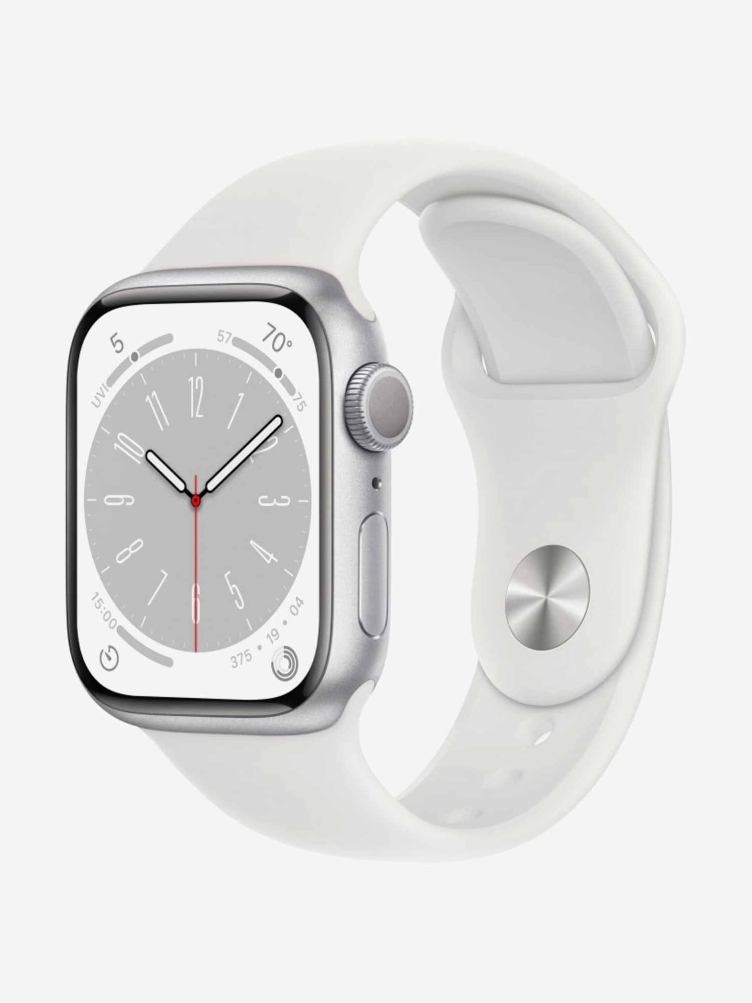 Часы Apple Watch 8 GPS, корпус из алюминия цвета «сияющая звезда», спортивный ремешок 45 мм размер S/M, Серебряный ремешок xiaomi watch s1 active braided nylon strap maize yellow