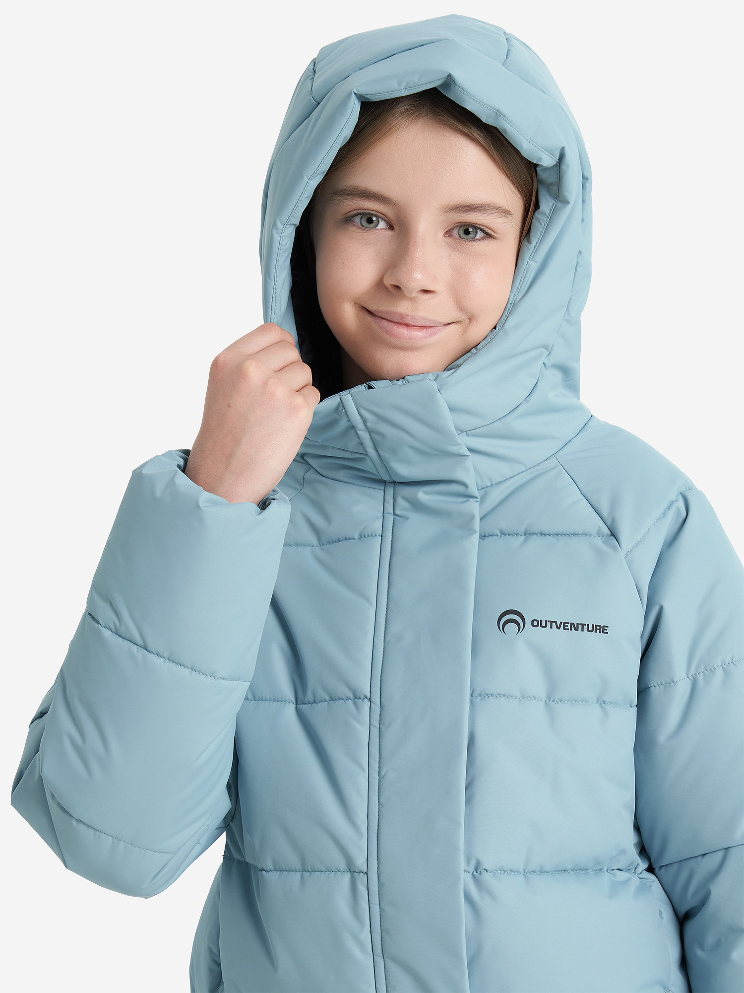 фото Пальто утепленное для девочек outventure, голубой