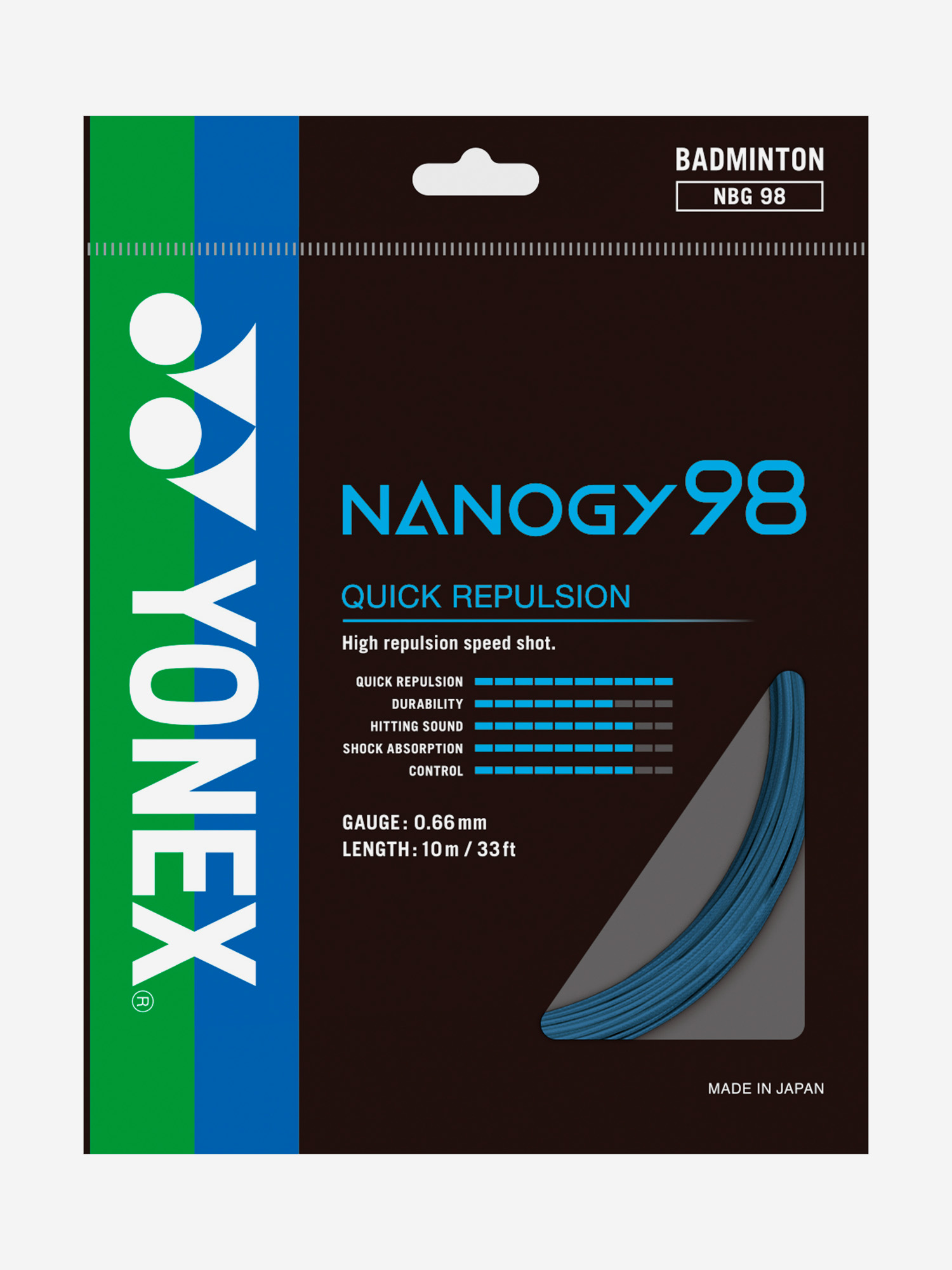 

Струна для бадминтона Yonex Nanogy 98 BL, 10м., Синий