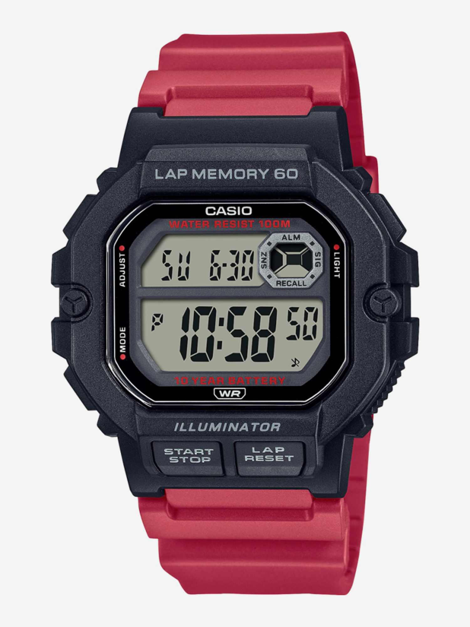 Изображение товара Спортивные часы CASIO ILLUMINATOR WS-1400H-4A, Ярко-красный
