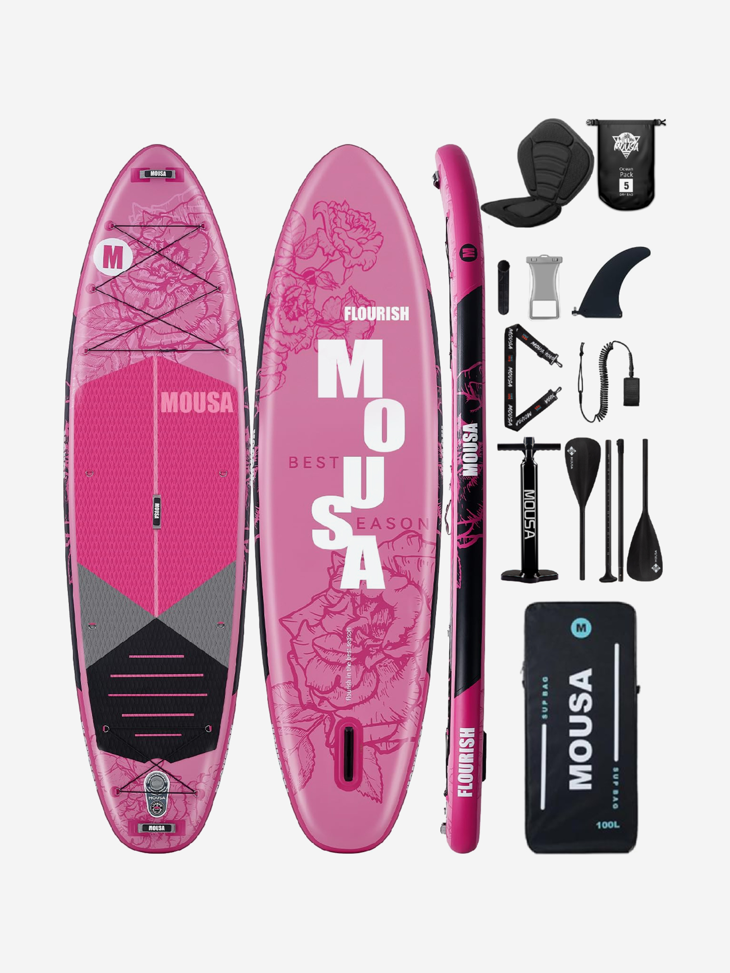 Изображение товара Сапборд двухслойный MOUSA Pink PRO 335 см, с сиденьем, Розовый/светло-розовый/светло-серый Изображение товара Сапборд двухслойный MOUSA Pink PRO 335 см, с сиденьем, Розовый/светло-розовый/светло-серый