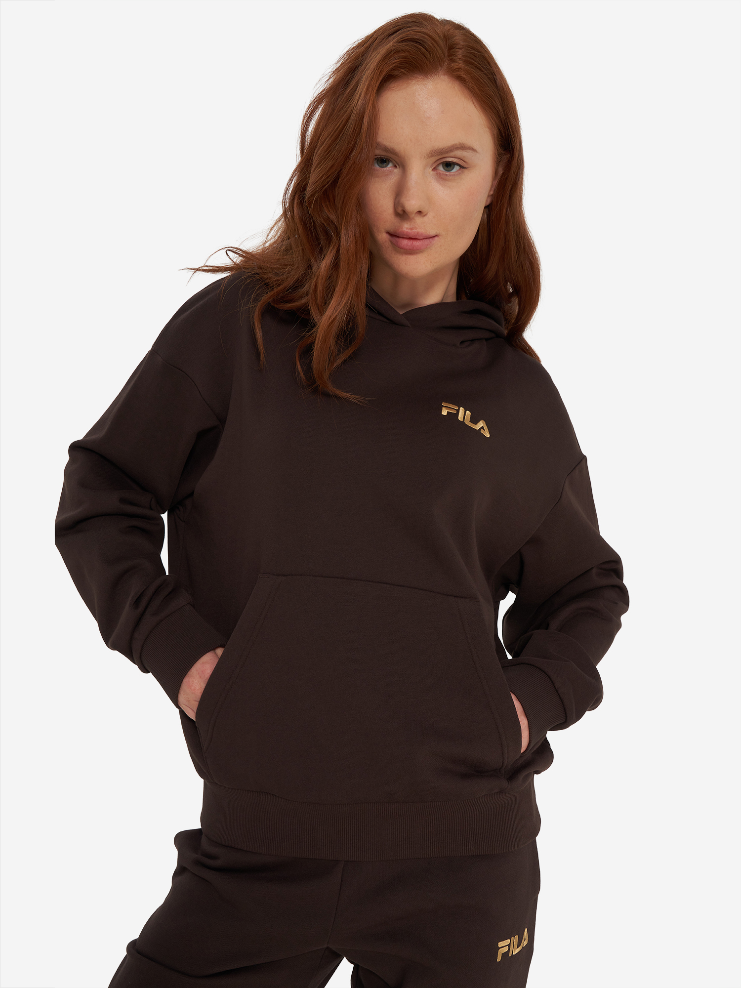 Худи женское оверсайз FILA, коричневый, арт. 31883