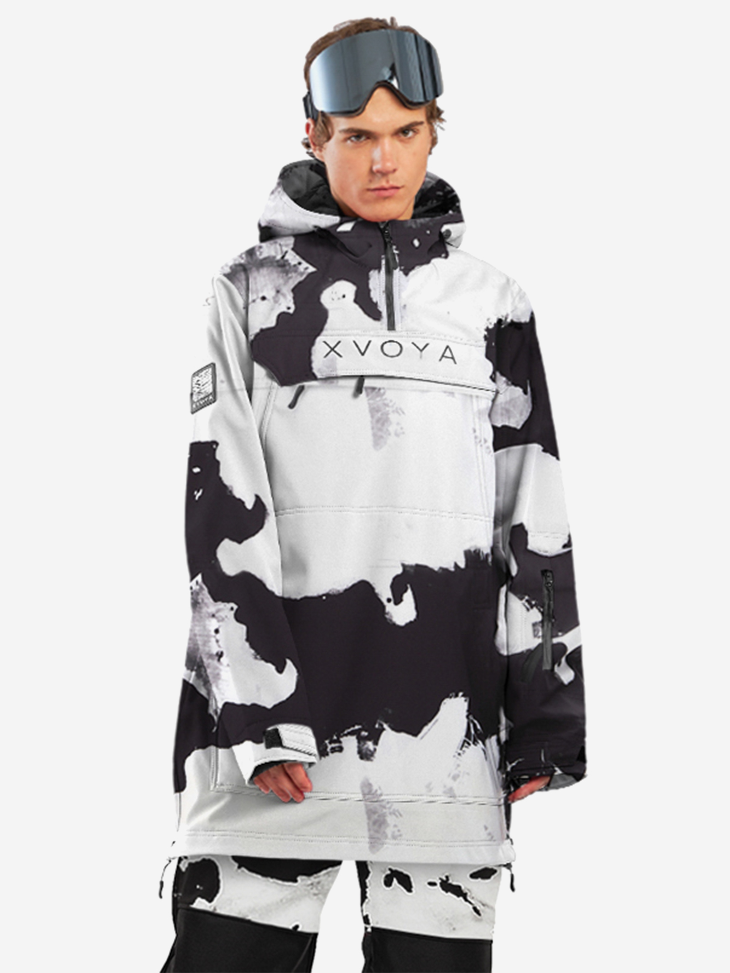 Изображение товара Мужской анорак XVOYA BASE черно-белый водонепроницаемый зимний костюм