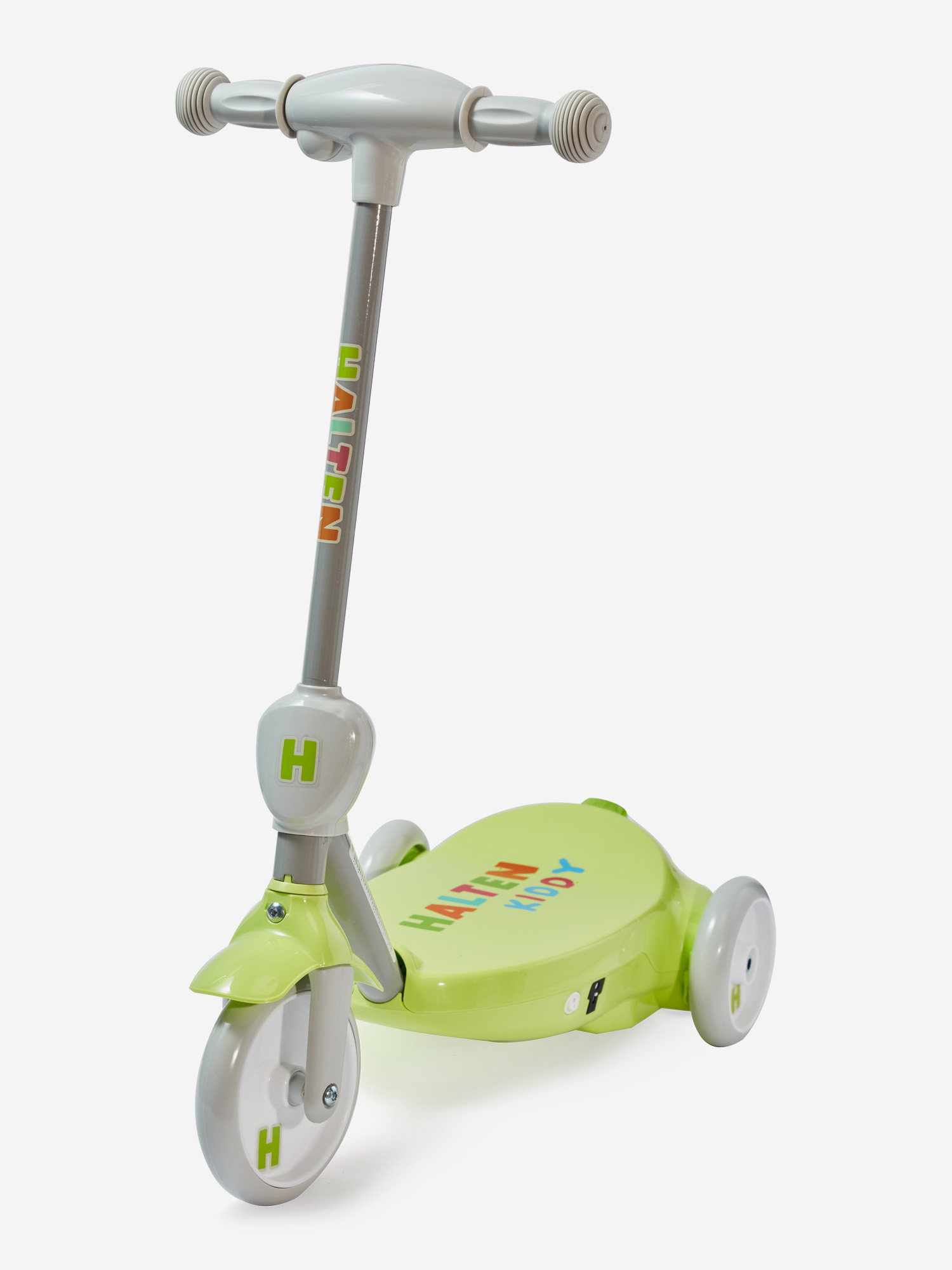 

Детский электросамокат Halten Kiddy зеленый, техколесный, c генератором мыльных пузырей (для детей от 2 до 5 лет, пол не важен), Зеленый