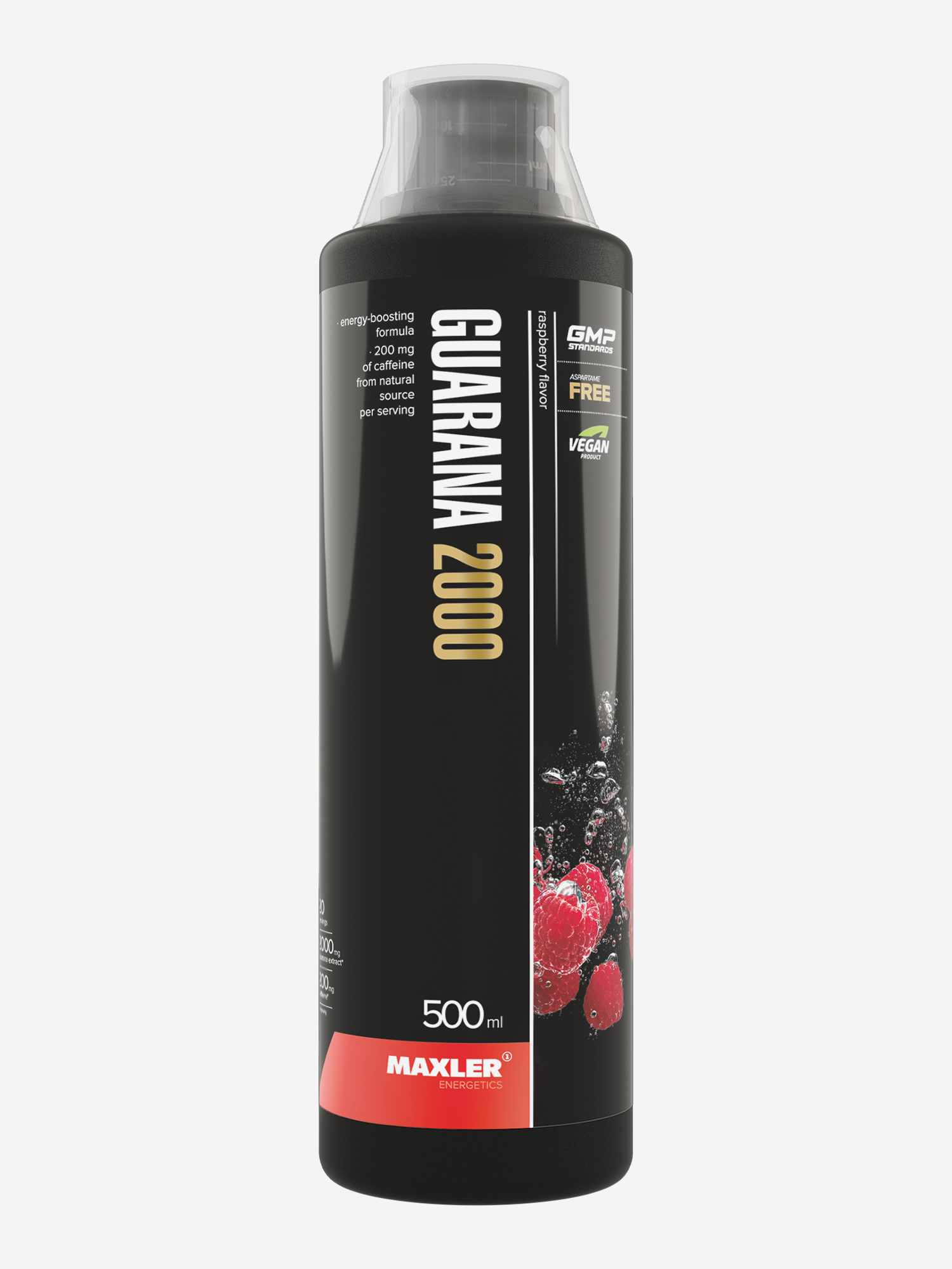 Изображение товара Энергетик гуарана с витамином С, В1, В6 и пантотеновой кислотой Maxler, 500 мл - Малина, Черный