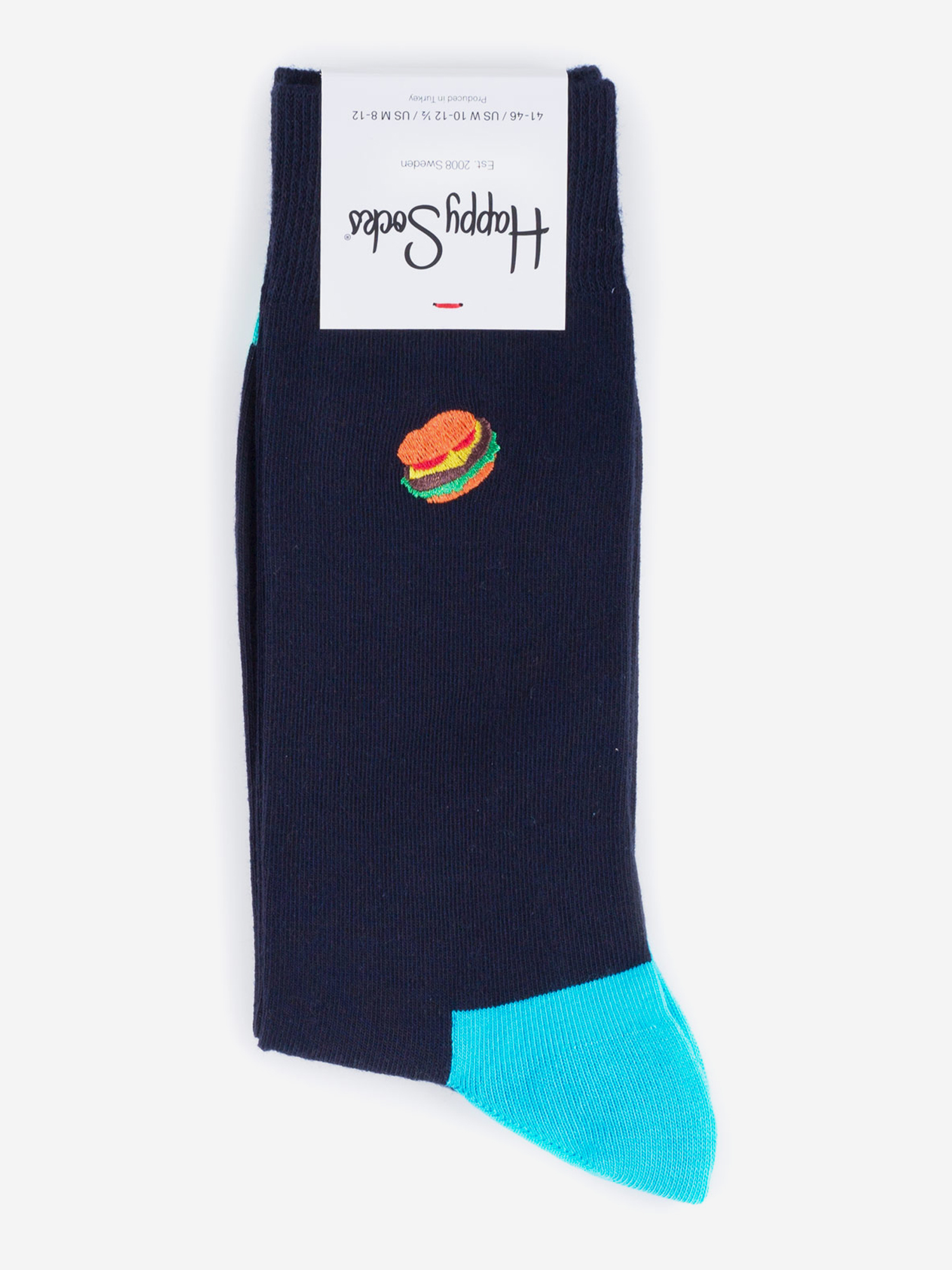 

Носки с рисунками Happy Socks, Embroidery Hamburger, Черный