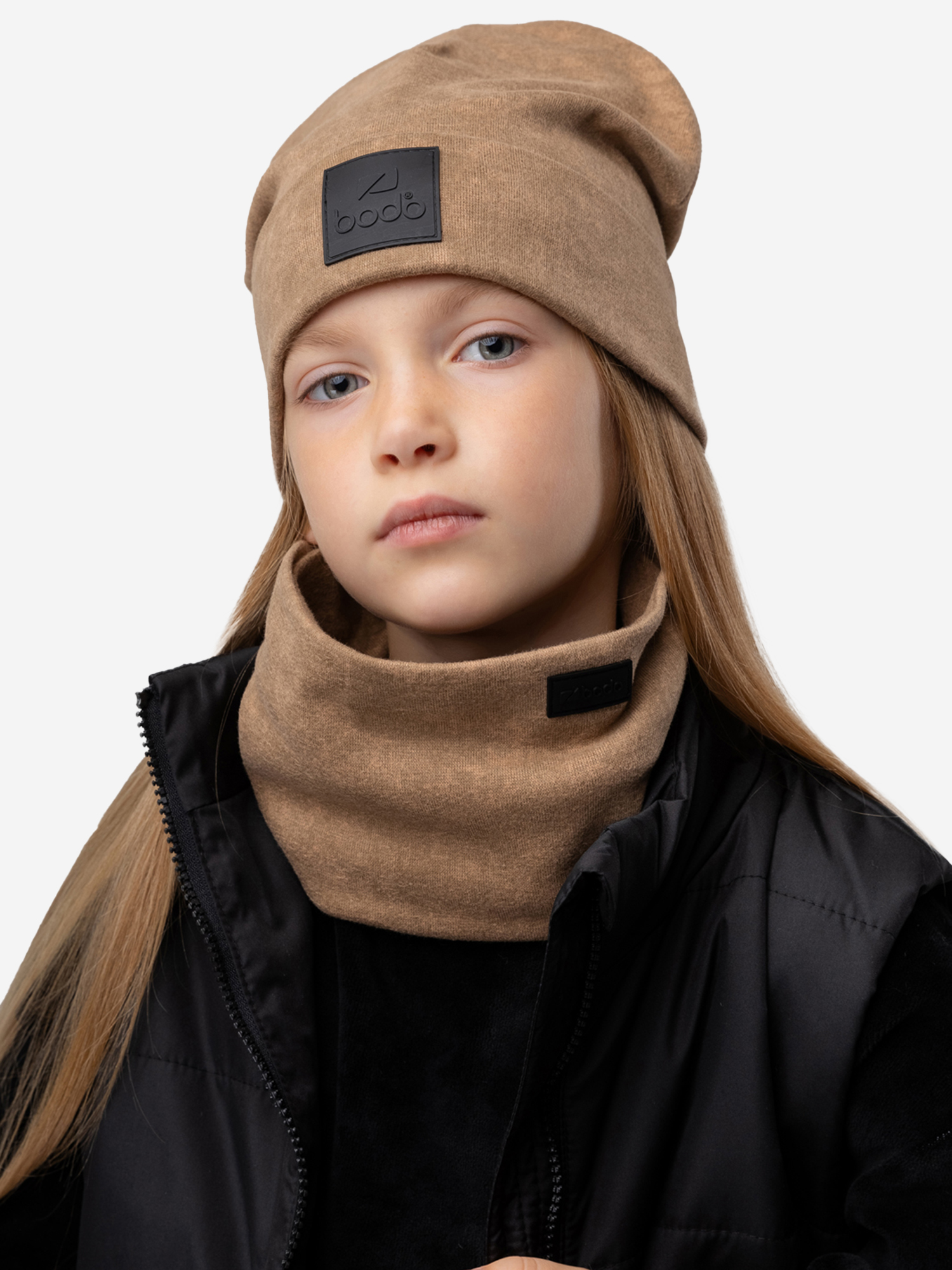 

Комплект (шапка, снуд) для девочек bodo, Коричневый