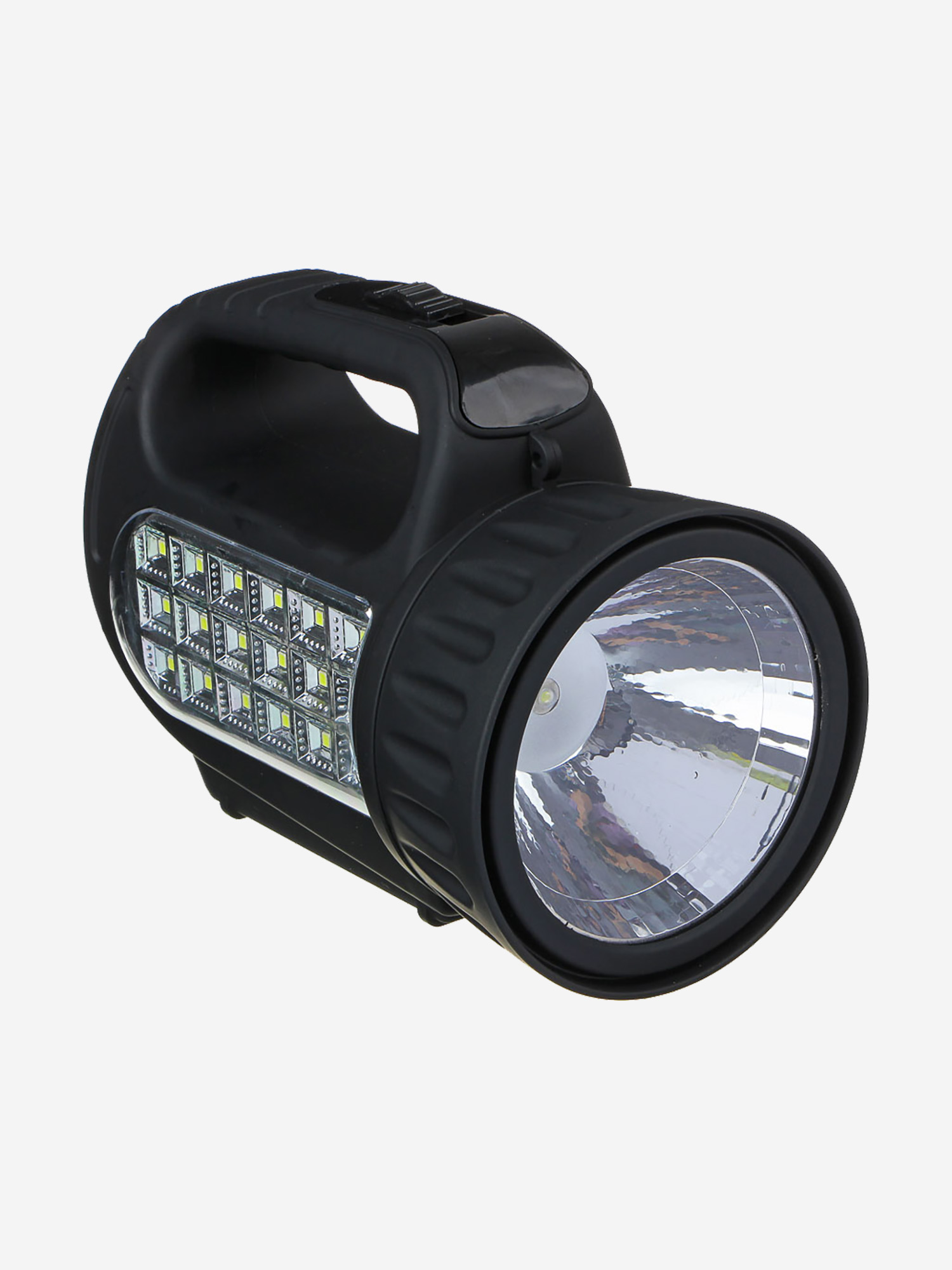 ЕРМАК Фонарь прожектор аккумуляторный18 SMD + 1 Вт LED, шнур 220В, резинопластик, 18x11 см, Черный