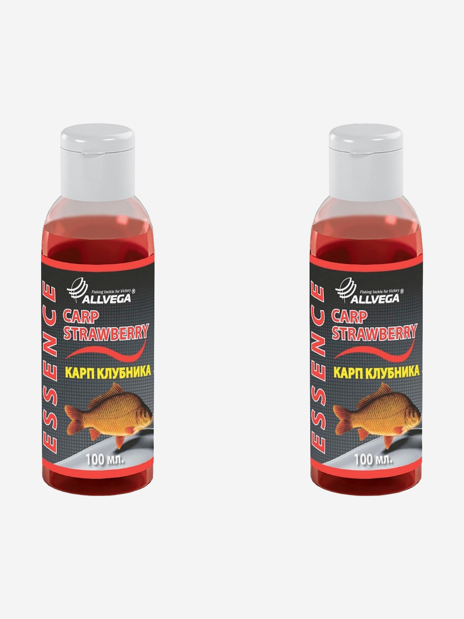 

Ароматизатор-концентрат жидкий ALLVEGA "Essence Carp Strawberry", карп, клубника, 2шт по 100мл, Красный