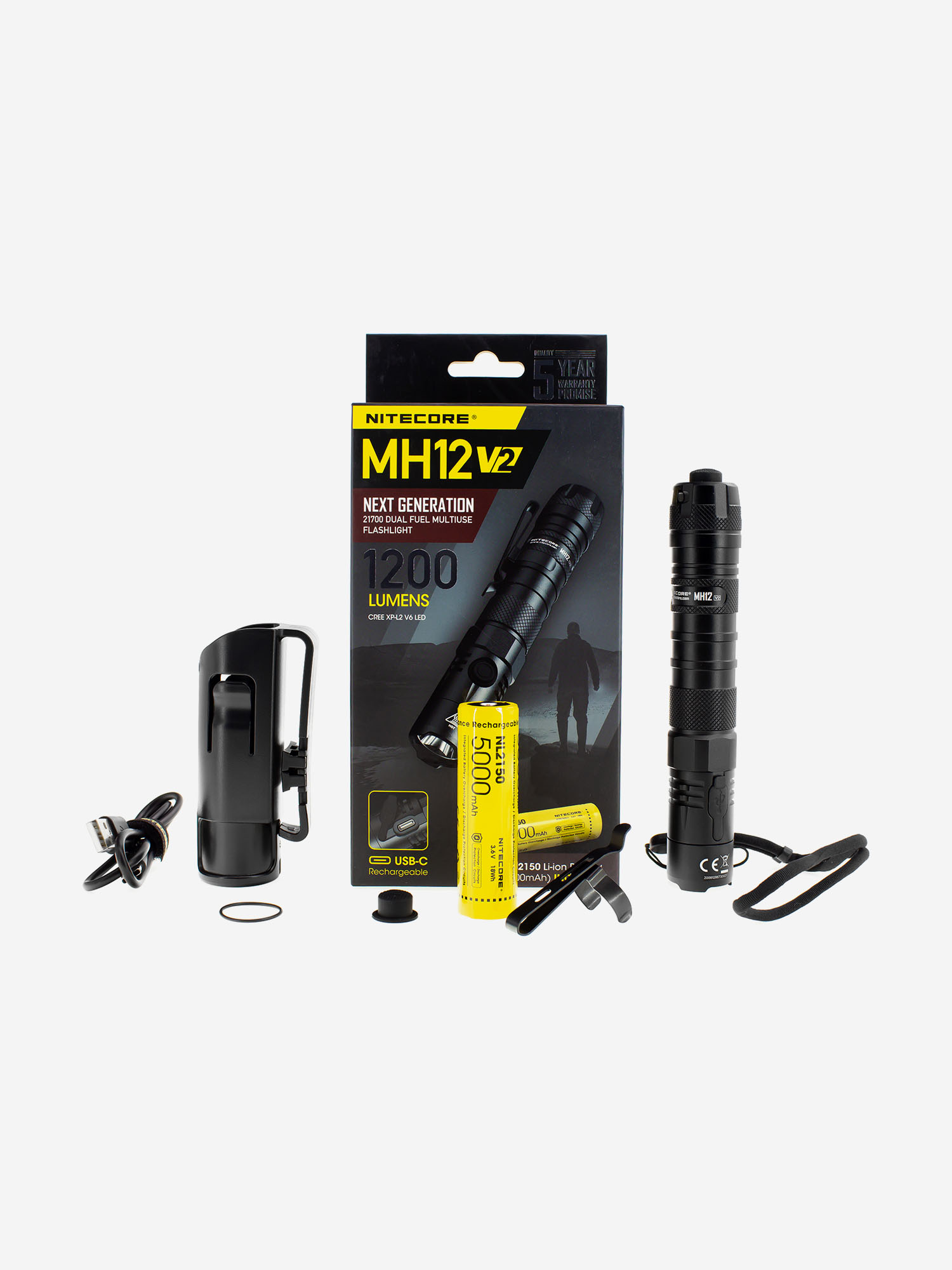 

Повседневный фонарь EDC NITECORE MH12V2 CREE XP-L2 V6 LED, Черный