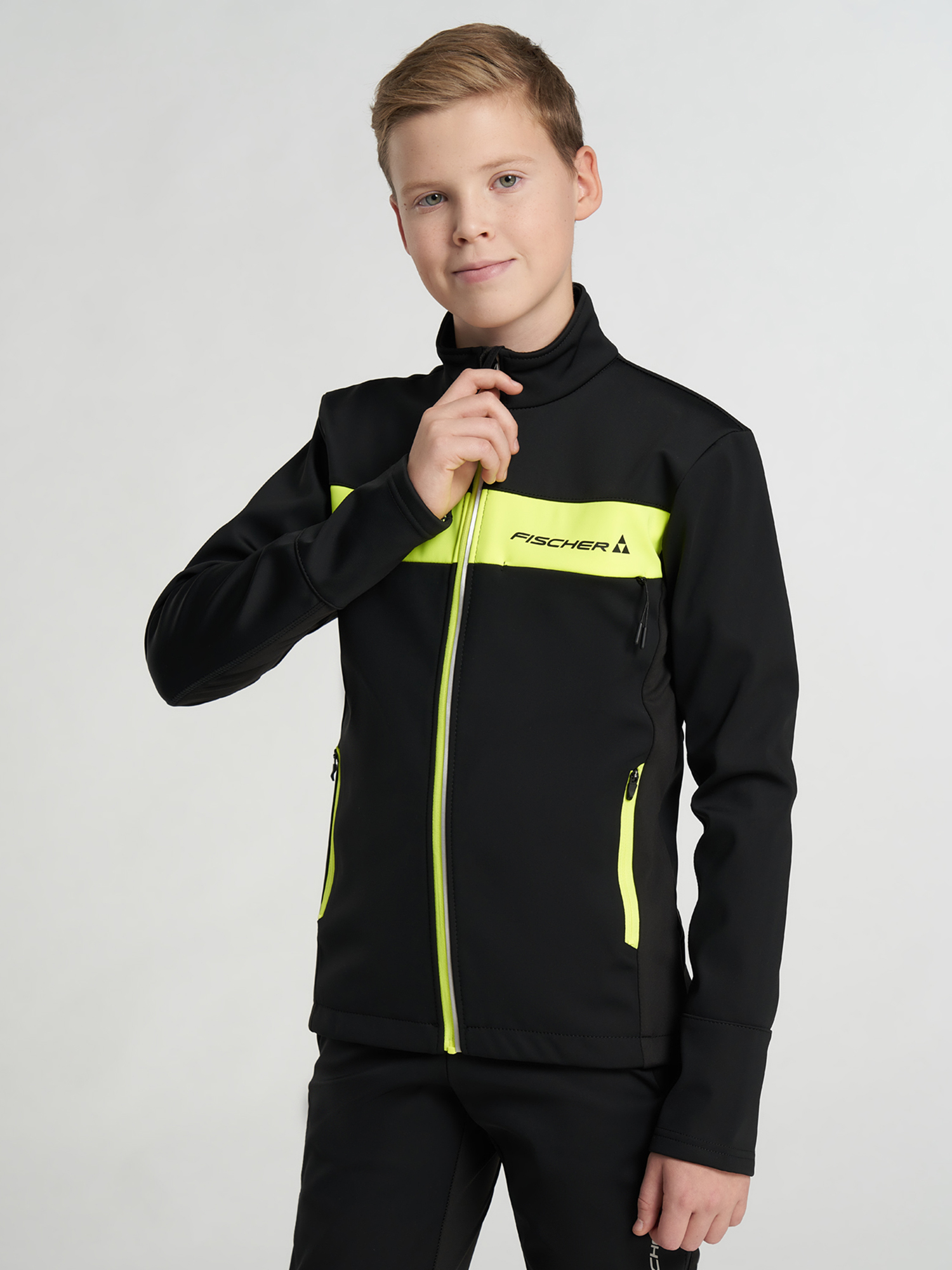 Куртка для беговых лыж для мальчиков Fischer Softshell Warm, Черный