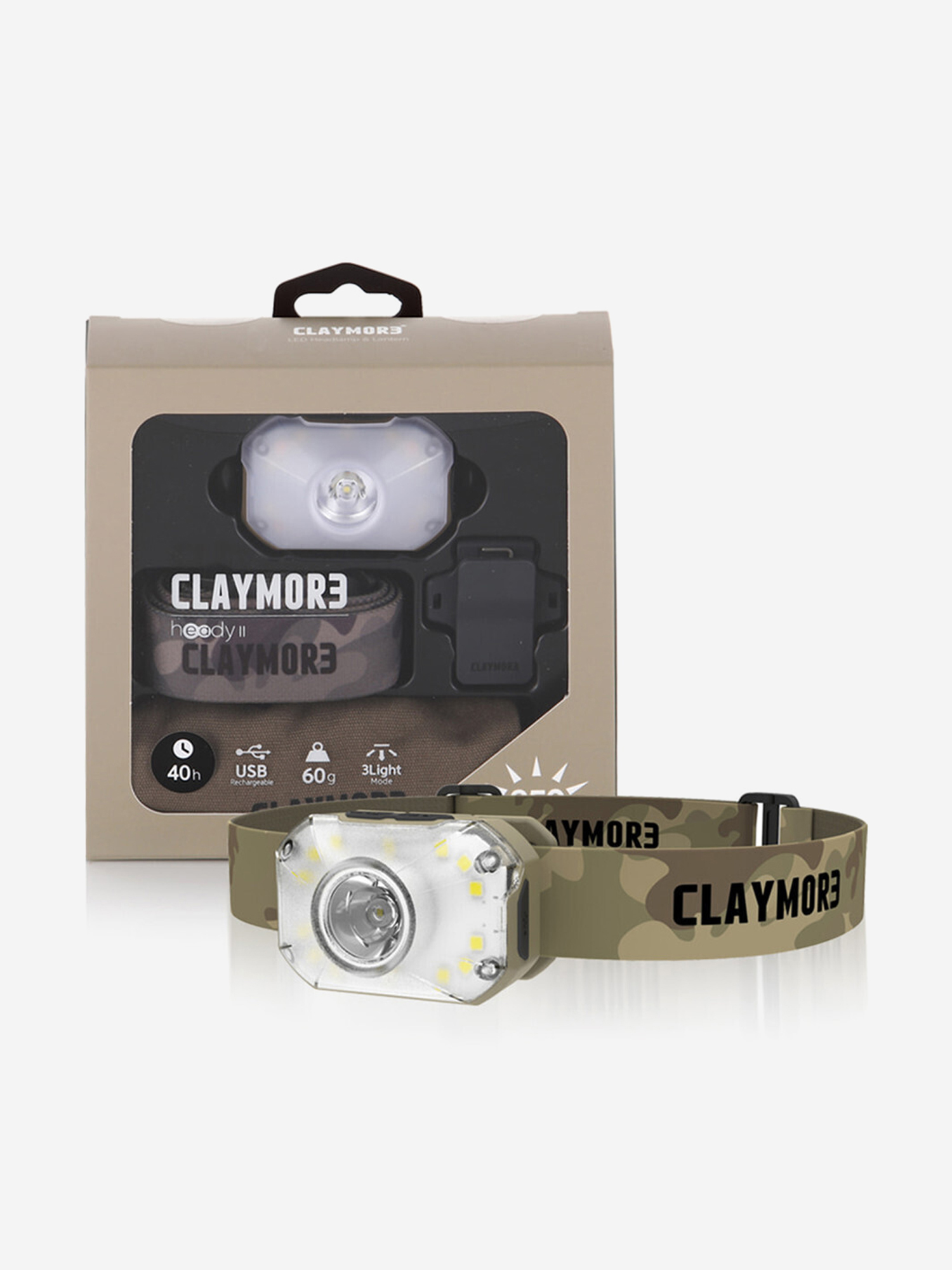

Фонарь налобный CLAYMORE Heady2, Бежевый