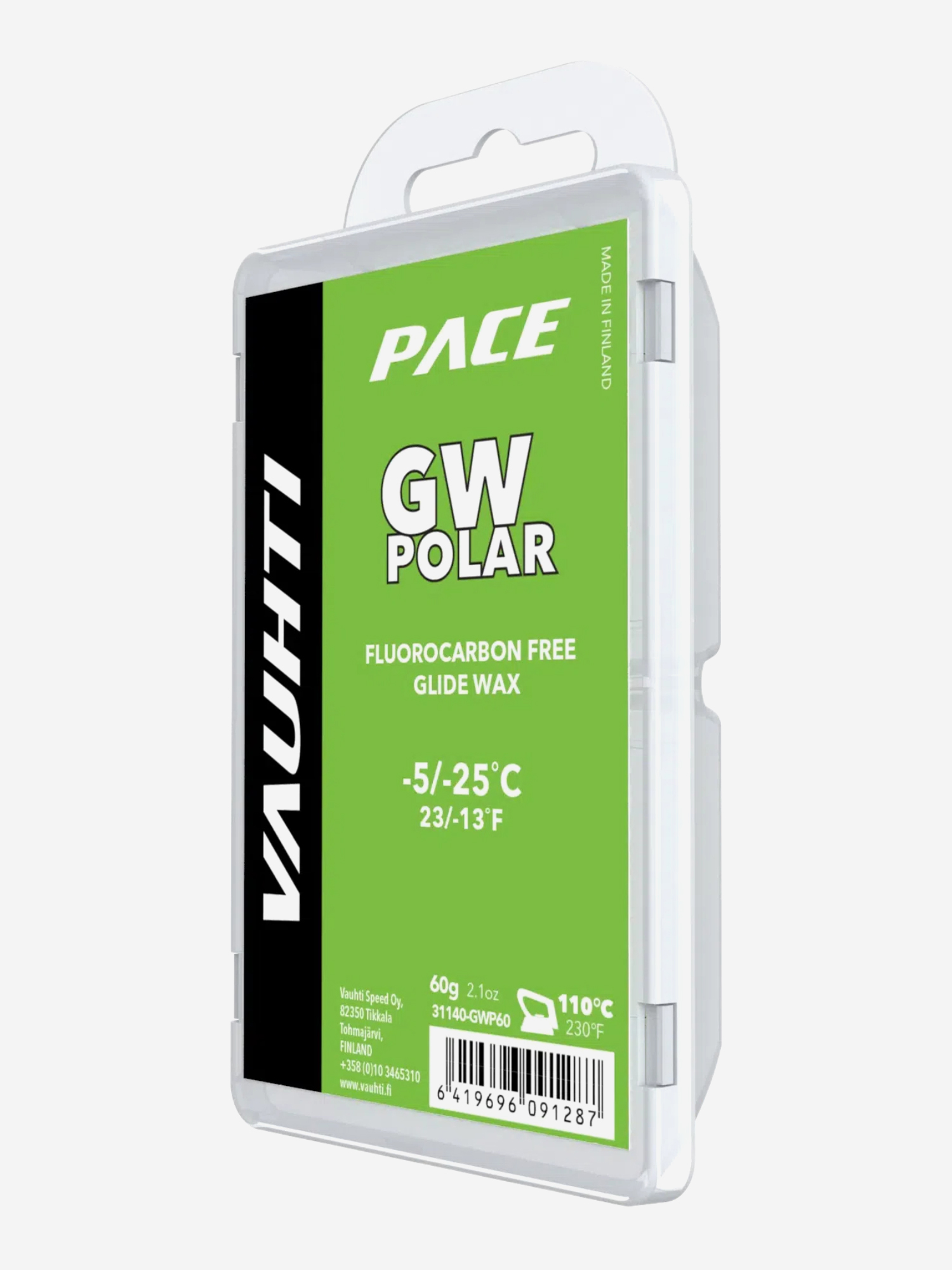 Изображение товара Парафин VAUHTI GW POLAR без фтора, зеленый, -5°/-25°С, Зеленый