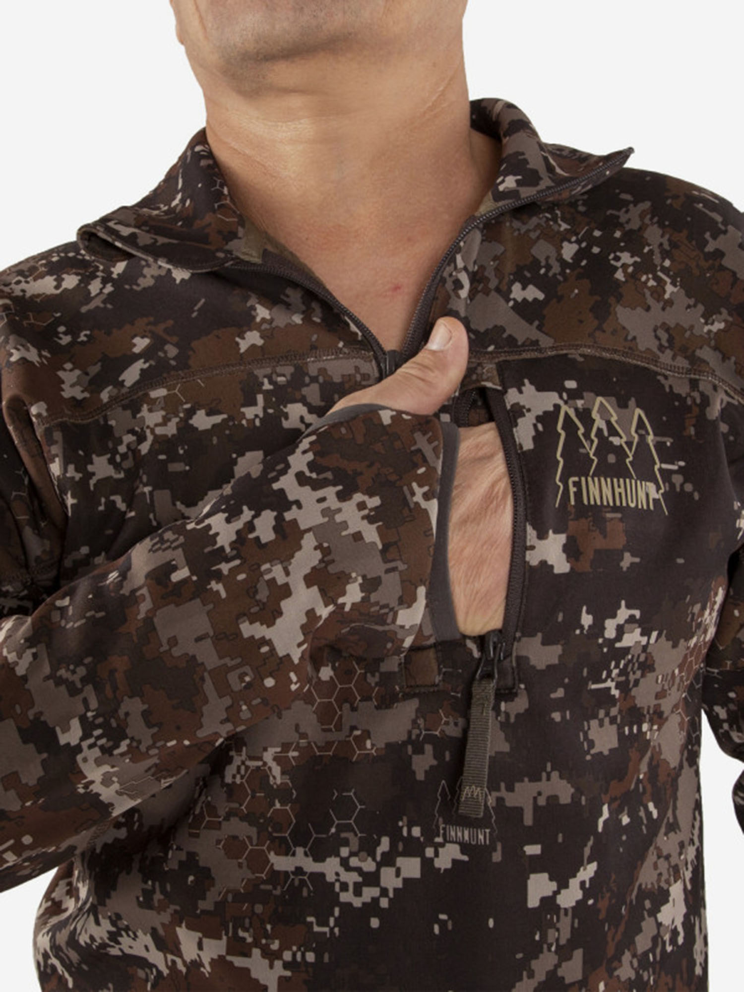 Толстовка FINNHUNT 1/2 Zip Universal Autumn Camo, Коричневый FH00130-01SZUJF3A-01, размер 60 - фото 7