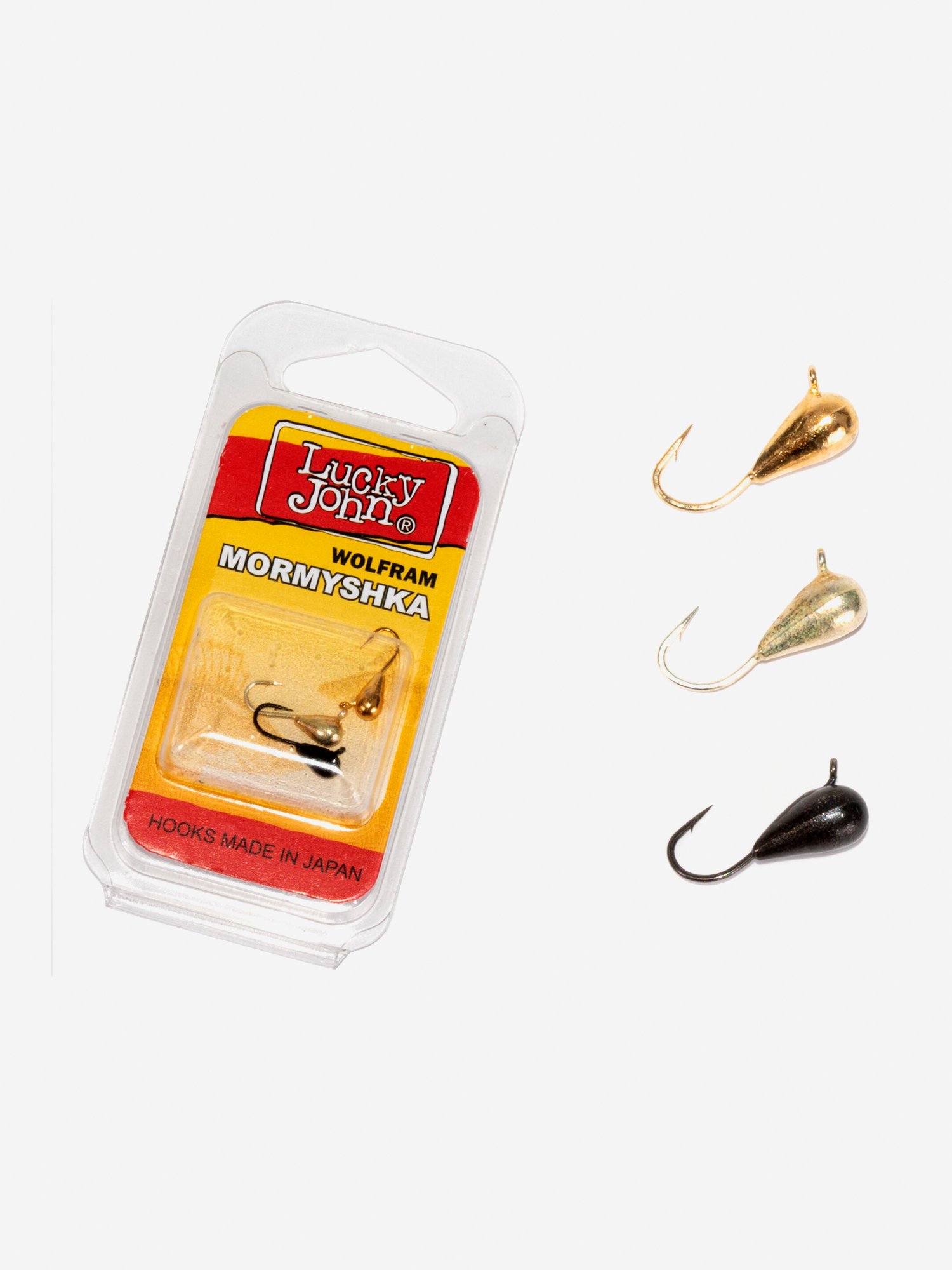 Изображение товара Мормышки вольфрамовые Lucky John набор 3 шт 14 КАПЛЯ с петелькой для зимней рыбалки