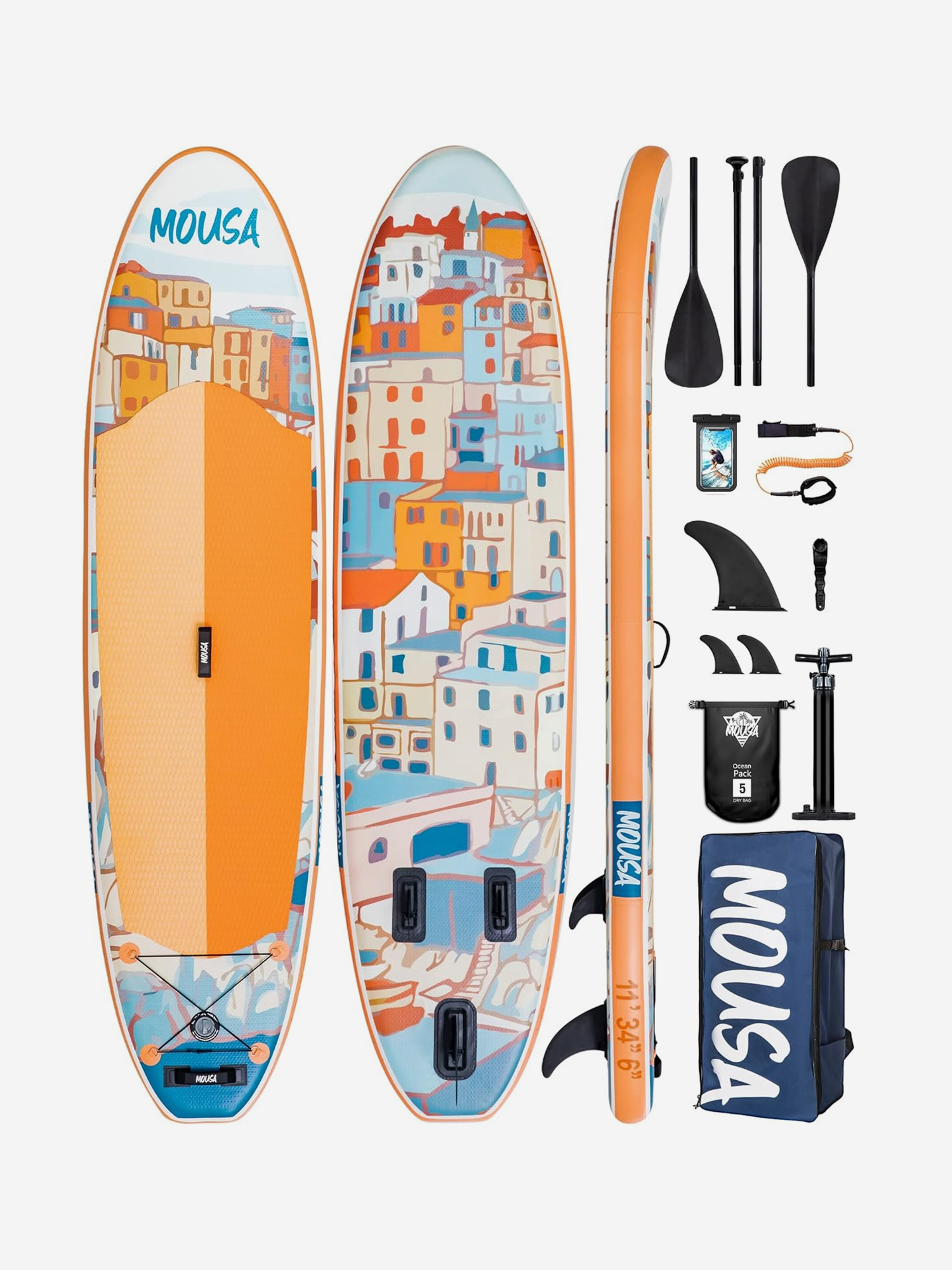 

Надувной двухслойный SUP-борд MOUSA HOUSE, 11'x34"x6" 335*84*15 см, сапборд, Бежевый