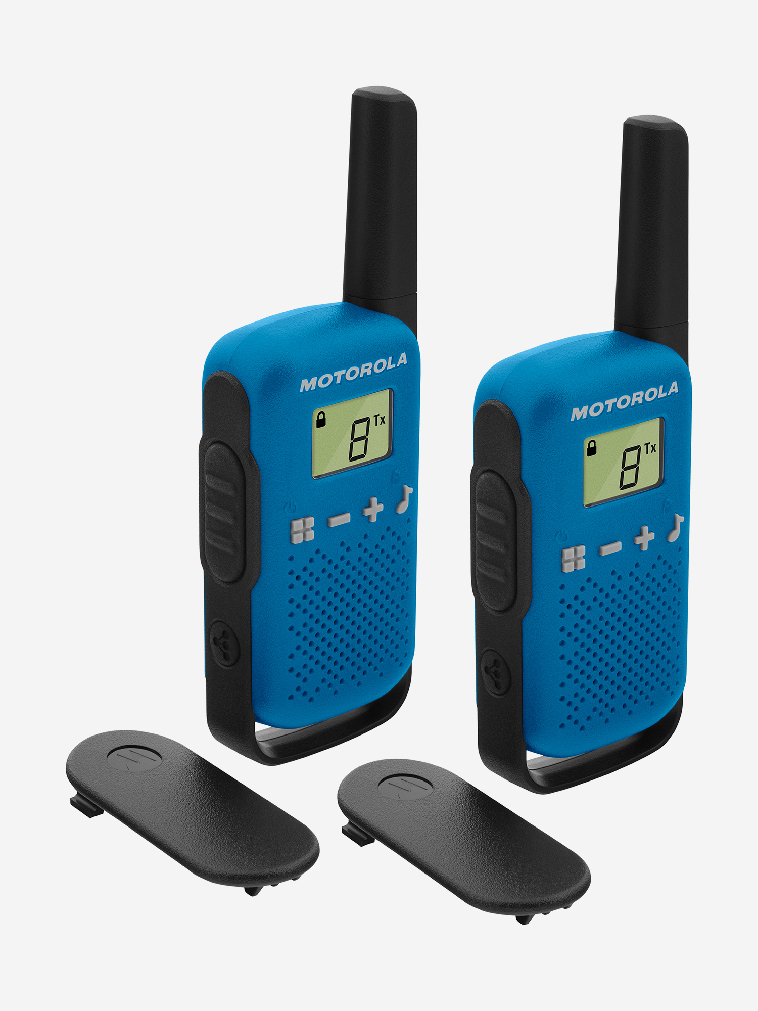 Комплект из двух радиостанций Motorola T42 BLUE (TALKABOUT), Синий risenke d ring ptt mic earpiece headset for motorola t200tp t260 t100 t100tp t402 t460 t465 t600 t605 t800 talkabout radio 2pcs