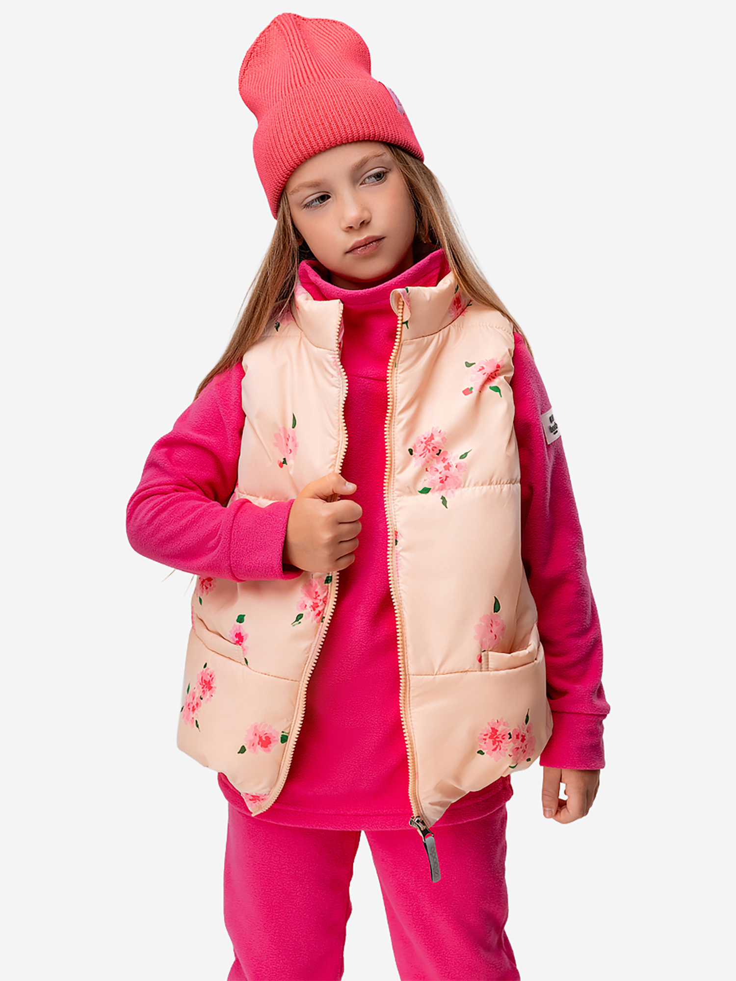 Изображение товара Жилет для девочек bodo экрю/розовый демисезонный с синтетическим утеплителем