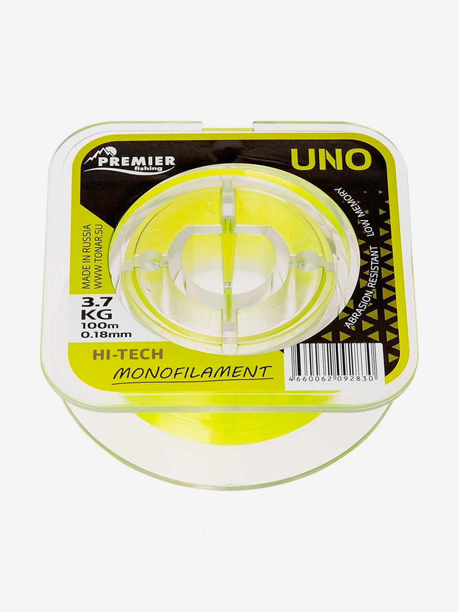 

Леска для рыбалки Premier Fishing UNO Nylon 0,18мм, 100м, 3,7кг, флюоресцентно-желтый, Желтый