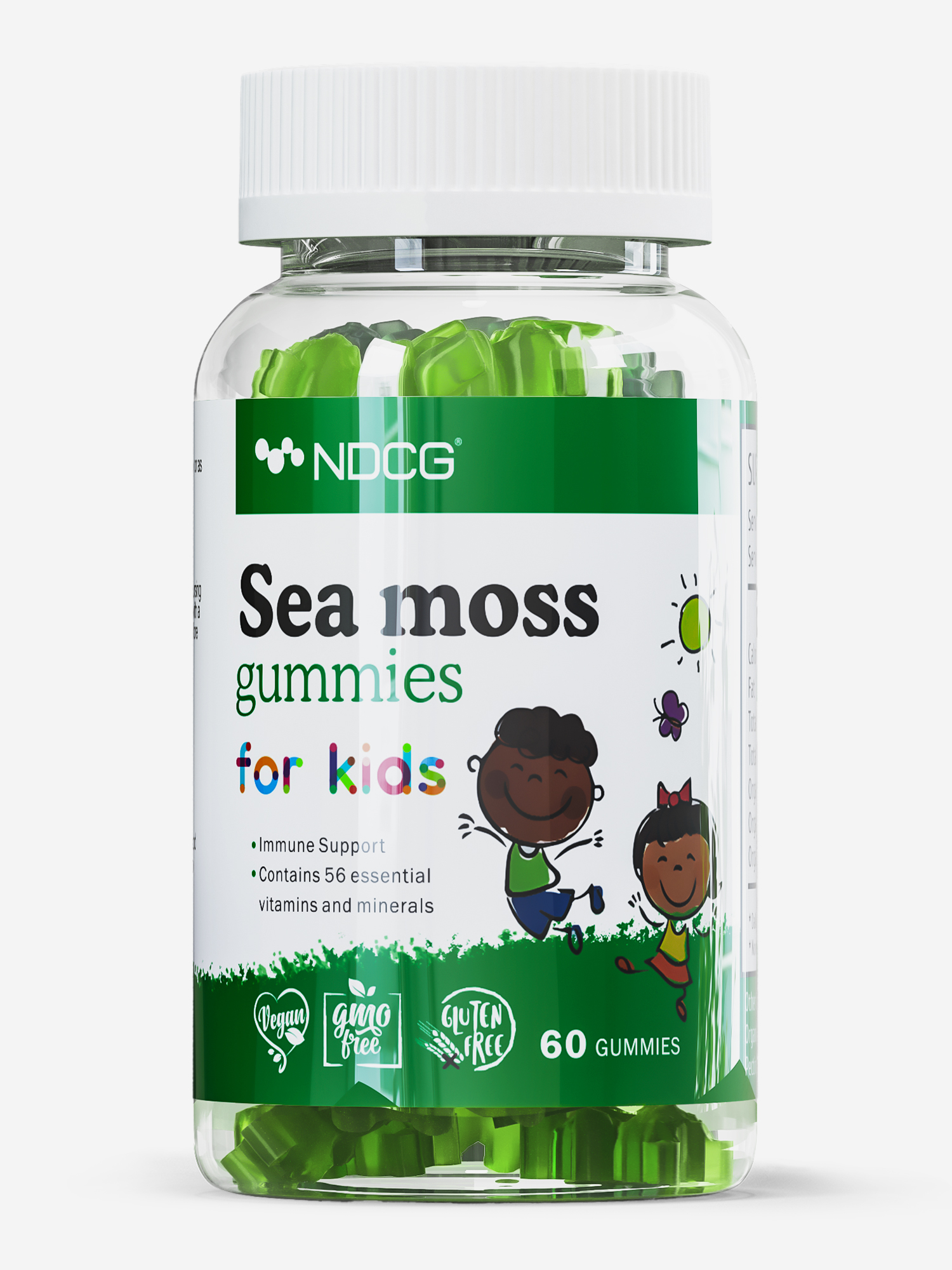 Изображение товара Ирландский мох Sea Moss for kids для детей NDCG, со вкусом яблока, 60 жевательных пастилок
