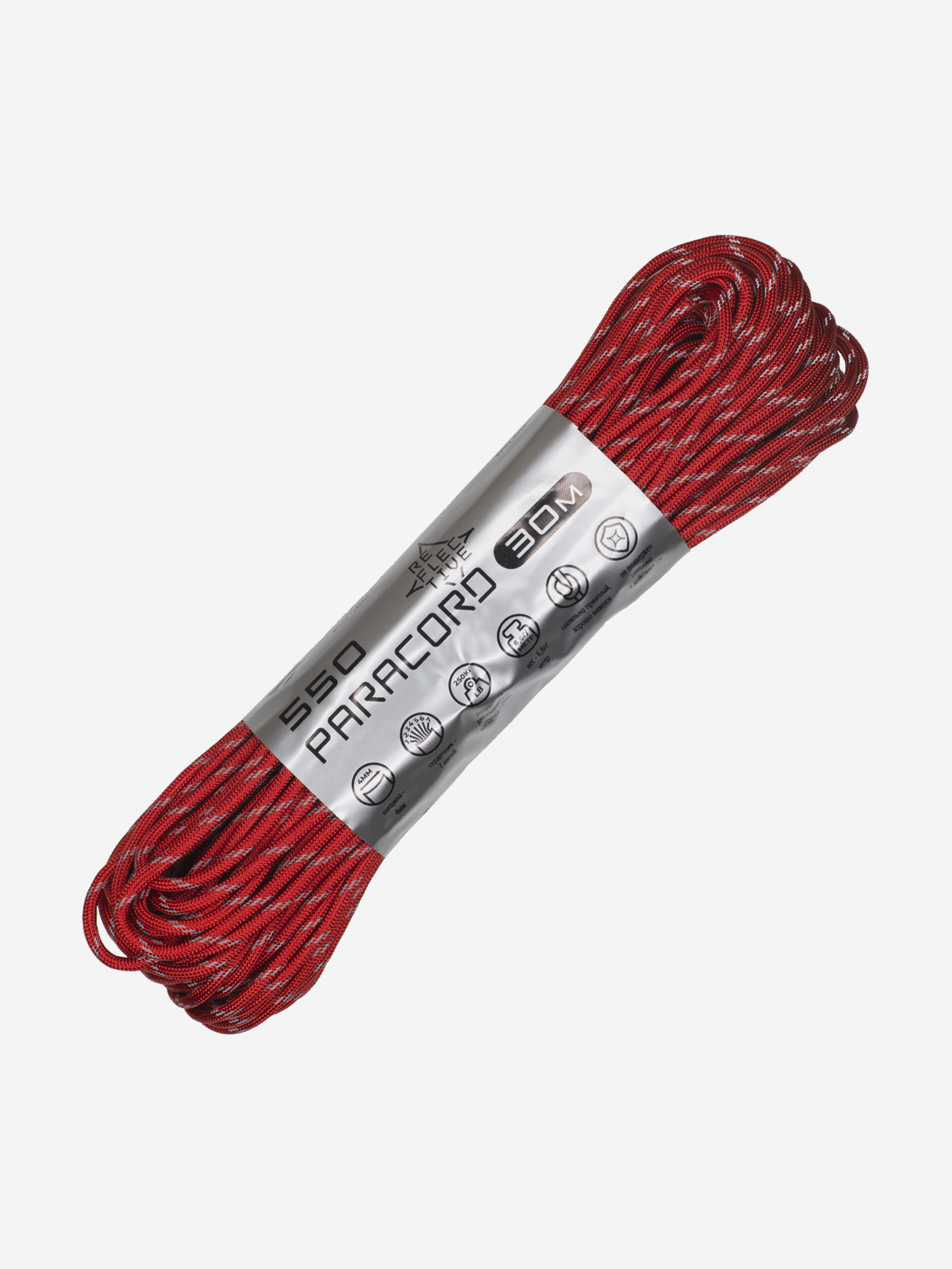 

Паракорд 550 CORD nylon 30м RUS световозвращающий (red), Красный