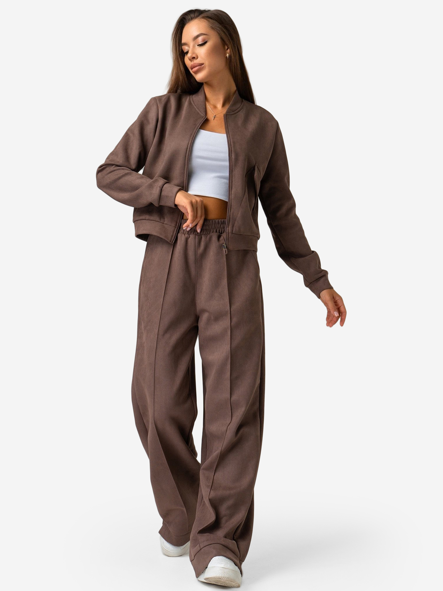 

Костюм женский из экозамши Happyfox, Коричневый