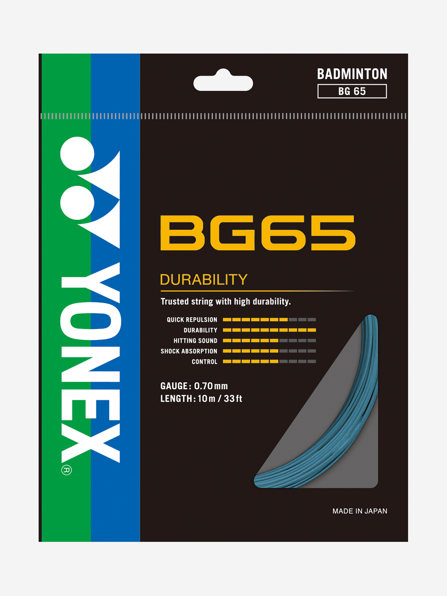 

Струна для бадминтона Yonex BG-65 TQ, 10м., Зеленый