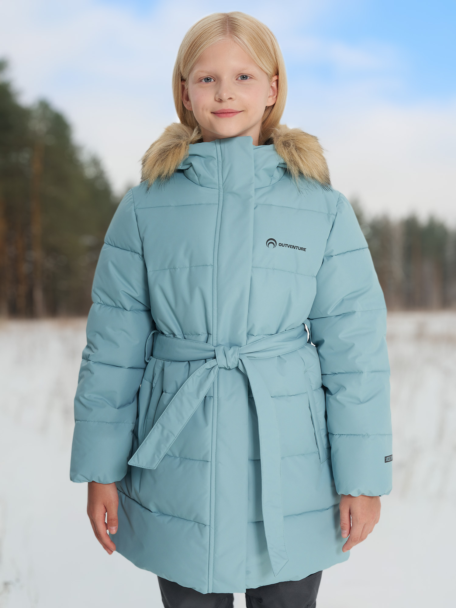 Пуховик для девочек Outventure, голубой, арт. 29287
