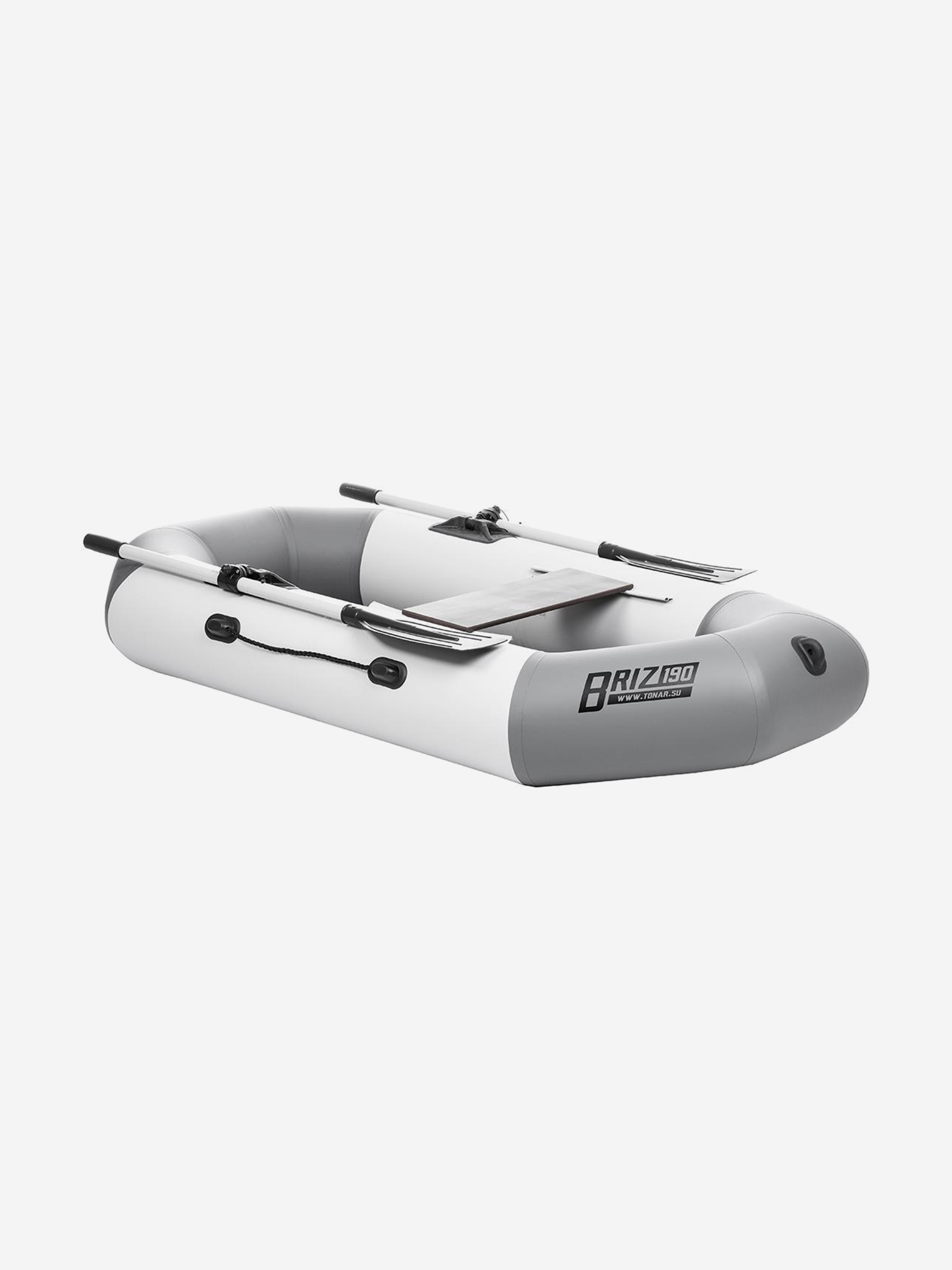 Изображение товара Лодка надувная для рыбалки Тонар Бриз 190 с веслами бело/серый