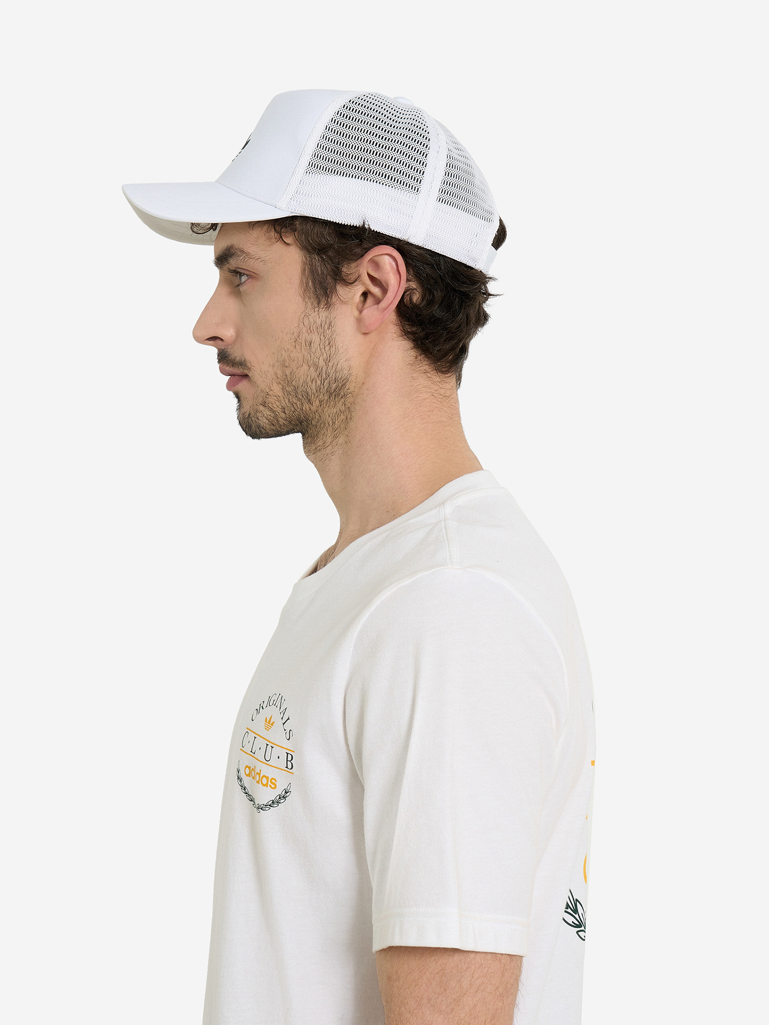 фото Бейсболка adidas curved trucker, белый