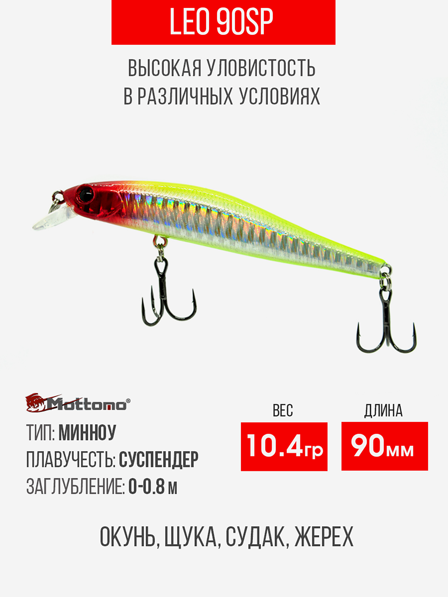

Воблер для рыбалки Leo 90SP 10,4g приманка на щуку, сома, Зеленый