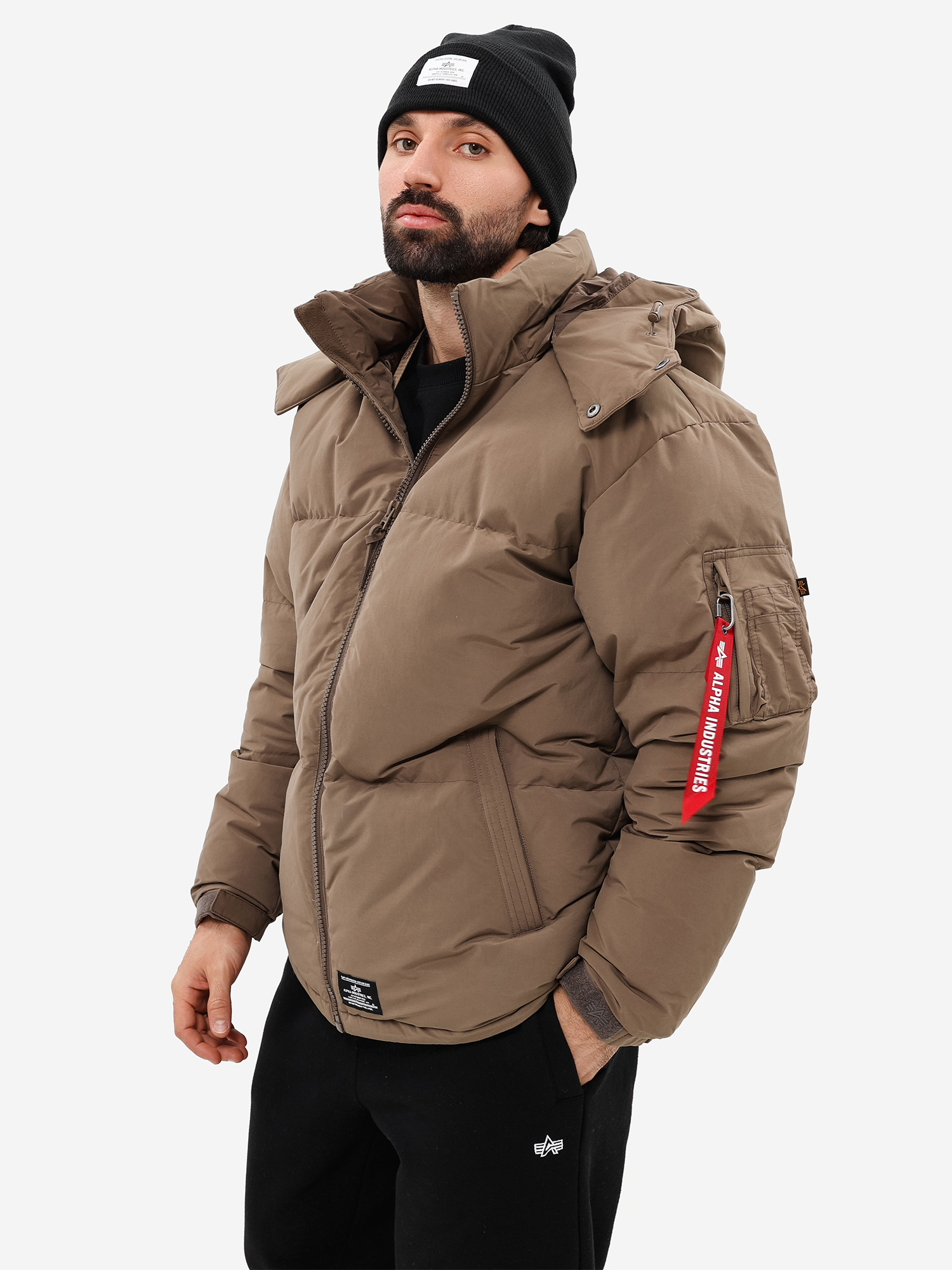 

Пуховик мужской зимний Puffer Parka Alpha Industries, Коричневый