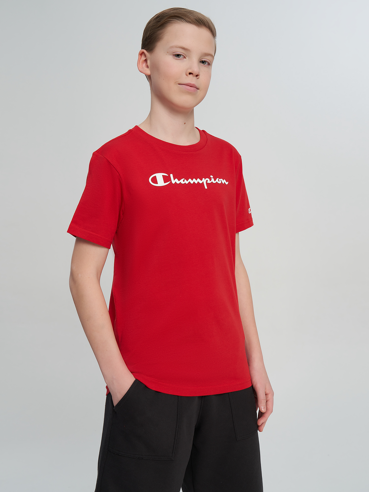 Изображение товара Футболка для мальчиков Champion красная с принтом короткий рукав лето