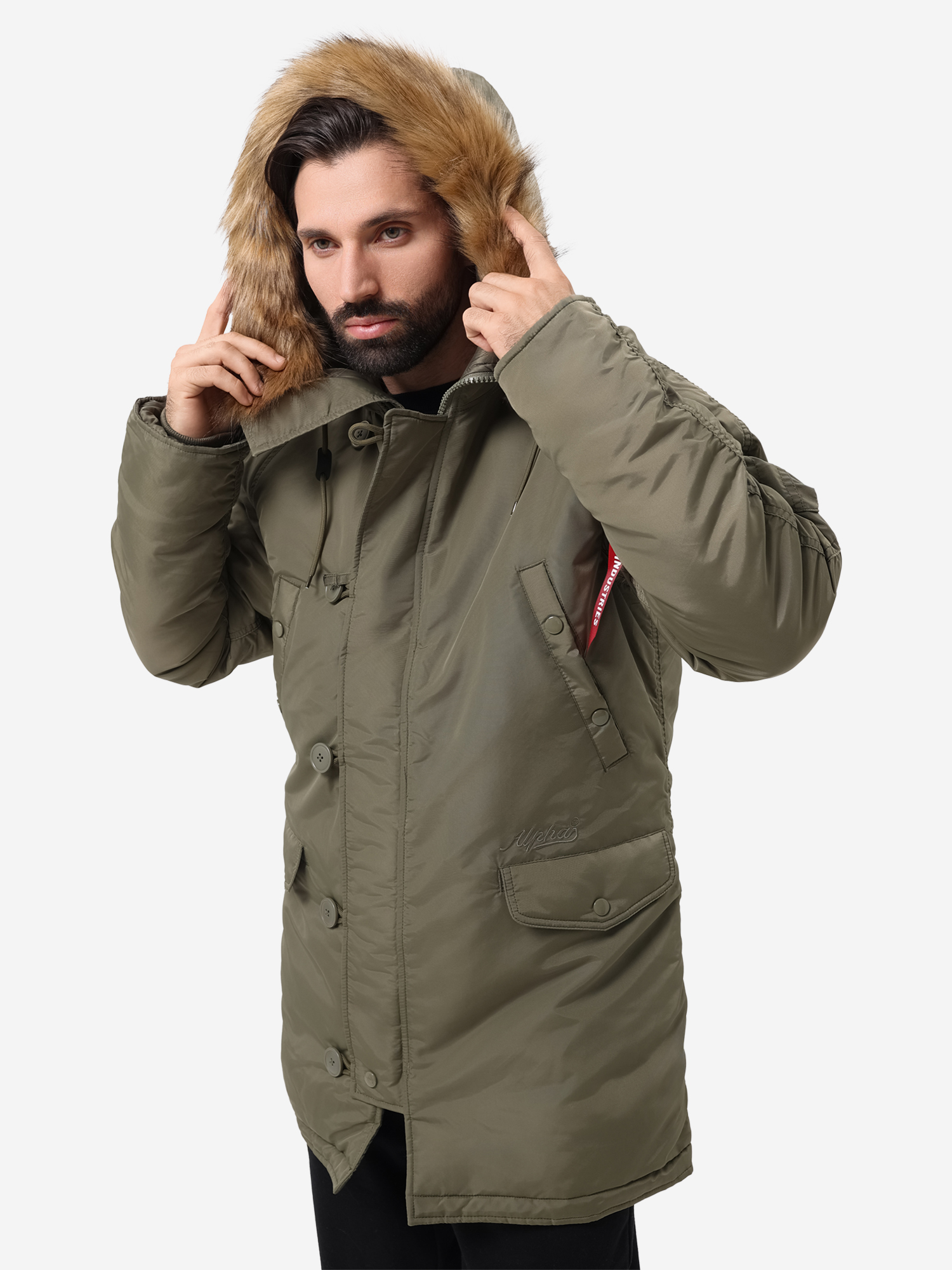 Изображение товара Парка зимняя мужская N-3B Logo Oxford Alpha Industries, Болотный