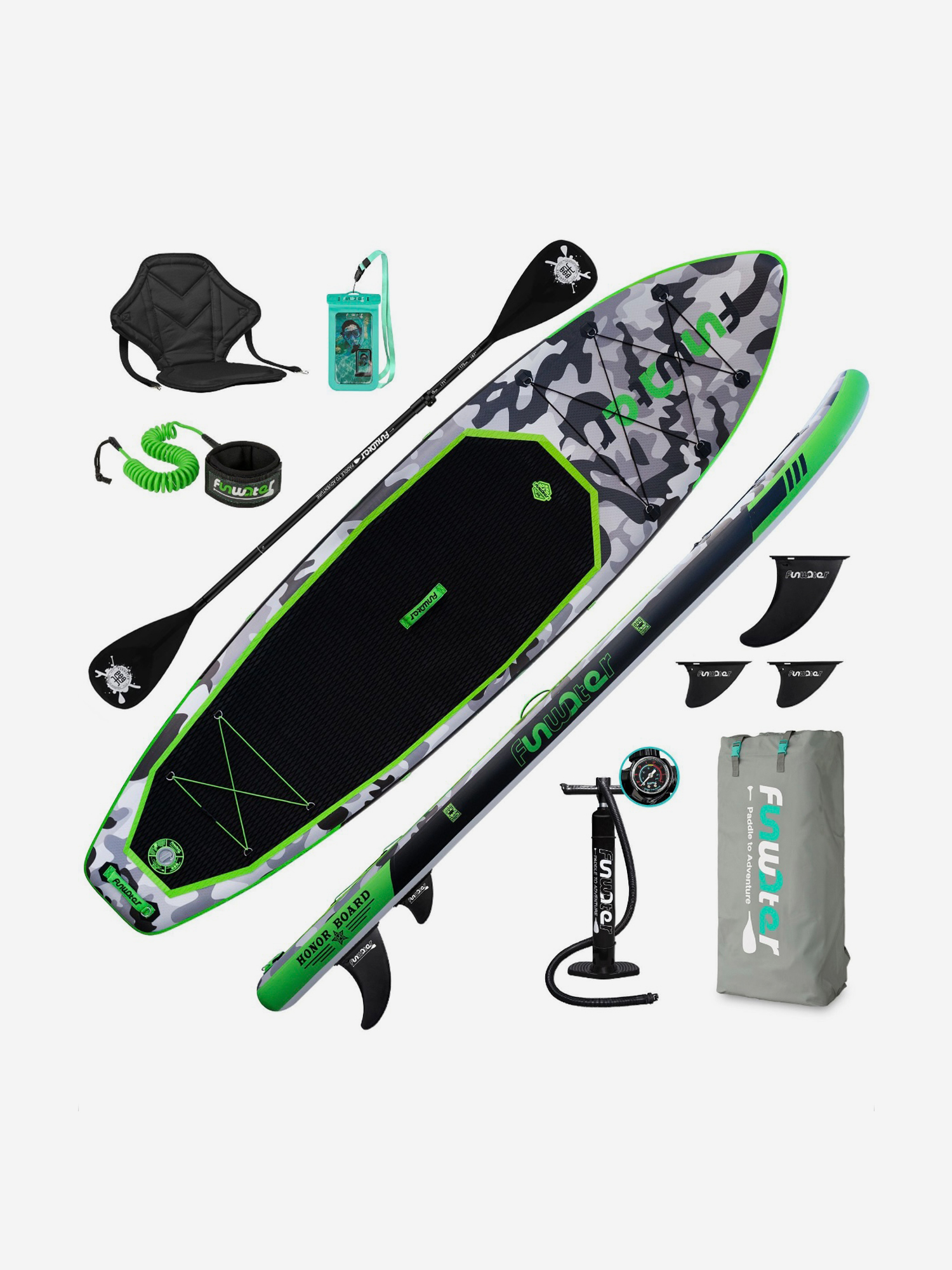 

Sup Board Funwater HONOR 10A ,полный комплект, Зеленый