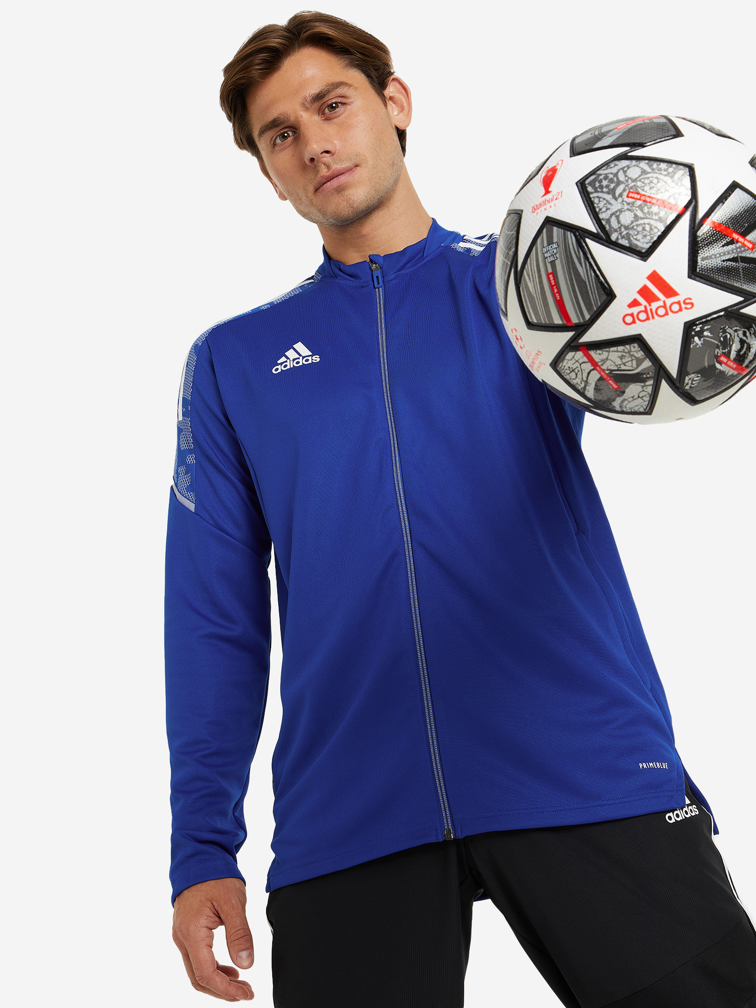 Джемпер футбольный мужской adidas, Синий мяч футбольный adidas wc22 rihla pro wtr h57781 р 5 fifa pro